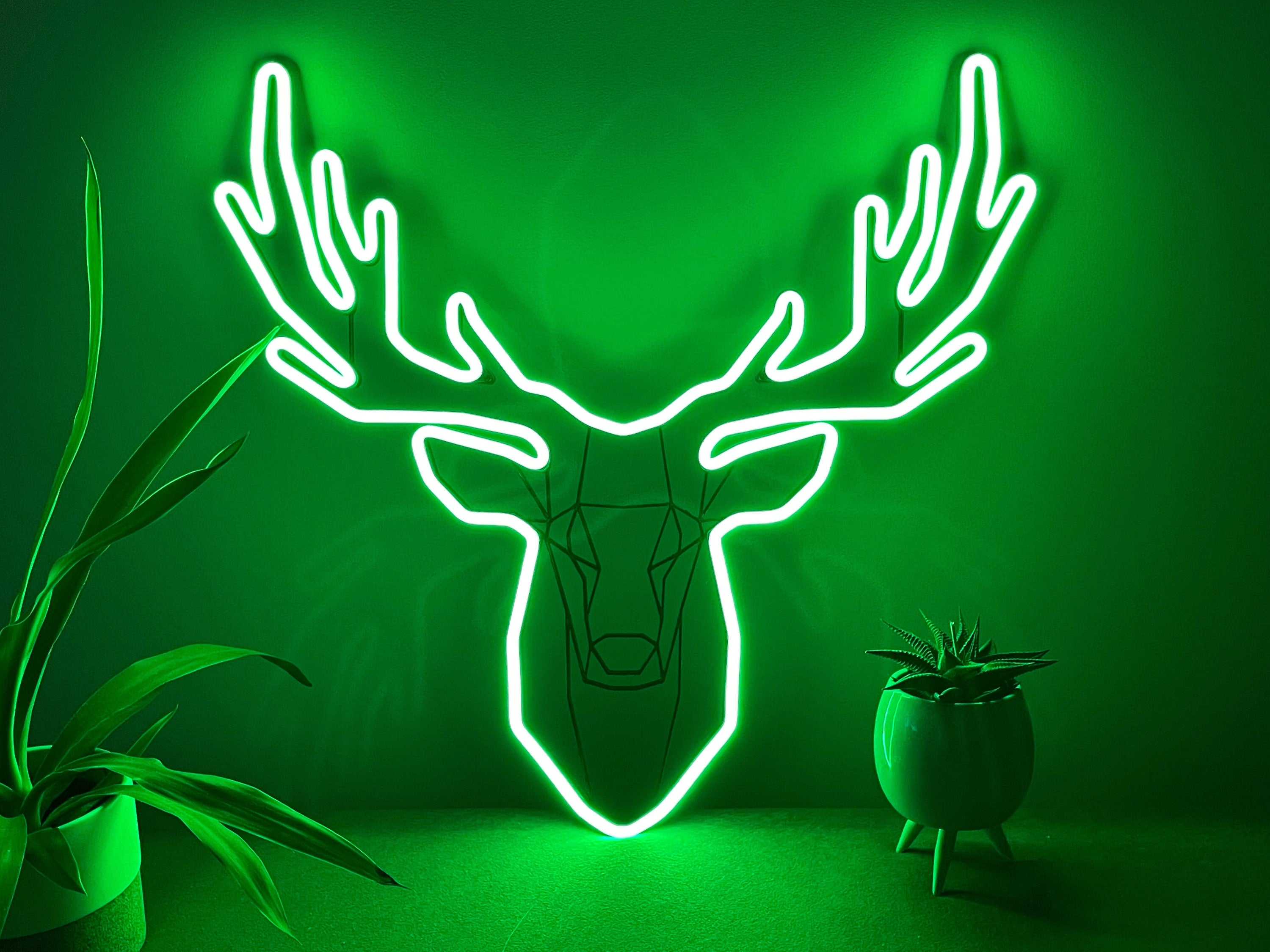 deer head Neon Sign Led deer hunting Art Light Sign Led Logo deer green Wall Decor Custom Neon Sign Party Room Decoration gift neon bedroom