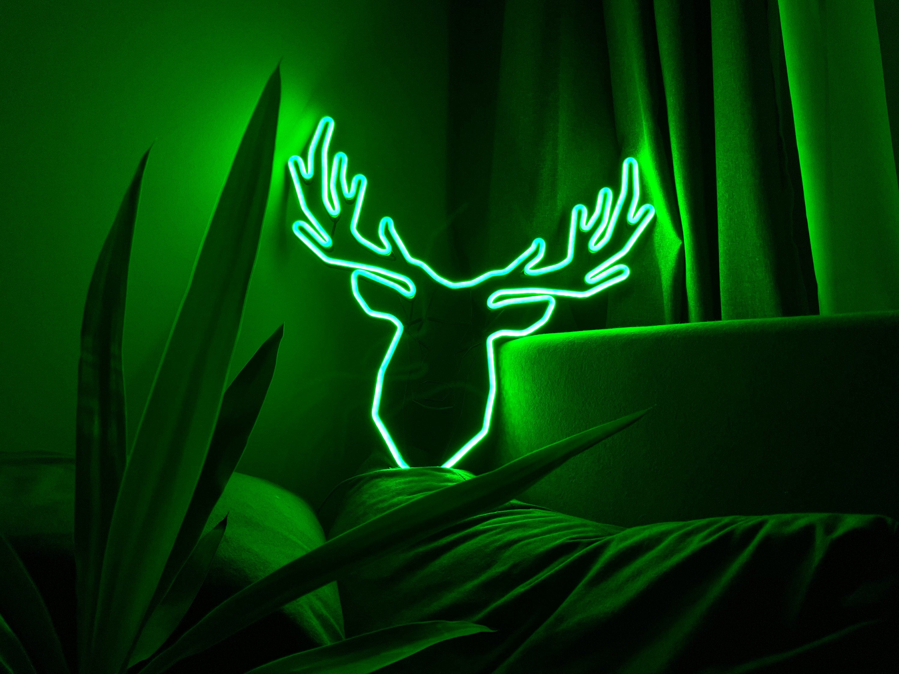 deer head Neon Sign Led deer hunting Art Light Sign Led Logo deer green Wall Decor Custom Neon Sign Party Room Decoration gift neon bedroom