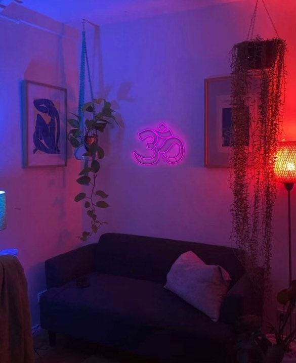 Om Symbol neon Aum Wall Decals Yoga Meditation Namaste Signs Buddha Wall Decor Decoration Home Art yoga Wall Art Neon Custom Desk light