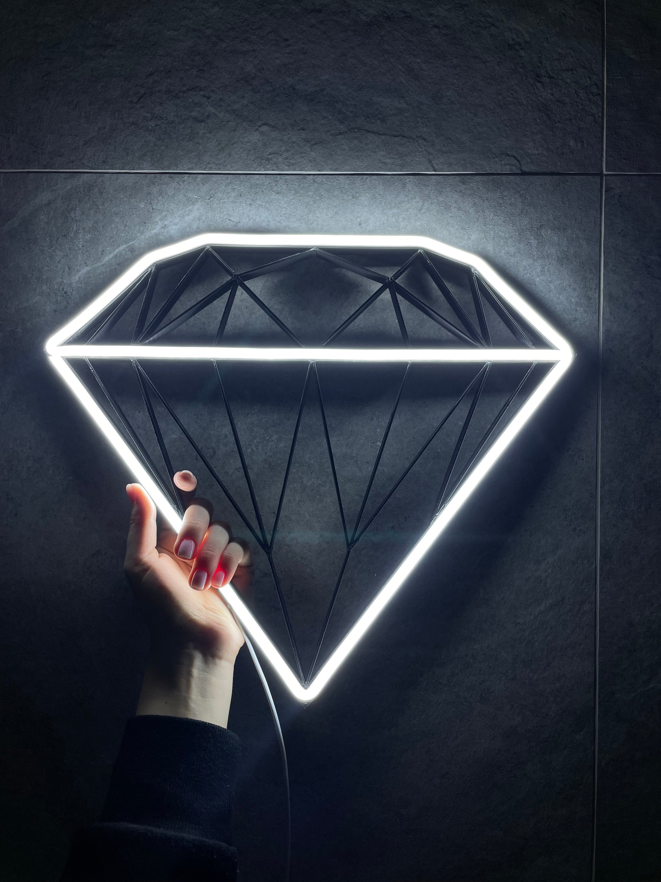 diamond wall art, led Neon Sign, Wall Decor, bedroom room decor, Custom Neon Sign home decor, geometric wall art, home decor modern