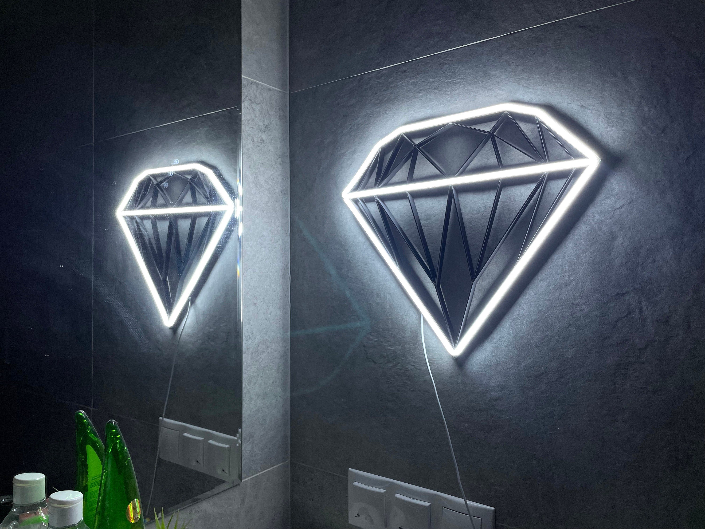 diamond wall art, led Neon Sign, Wall Decor, bedroom room decor, Custom Neon Sign home decor, geometric wall art, home decor modern