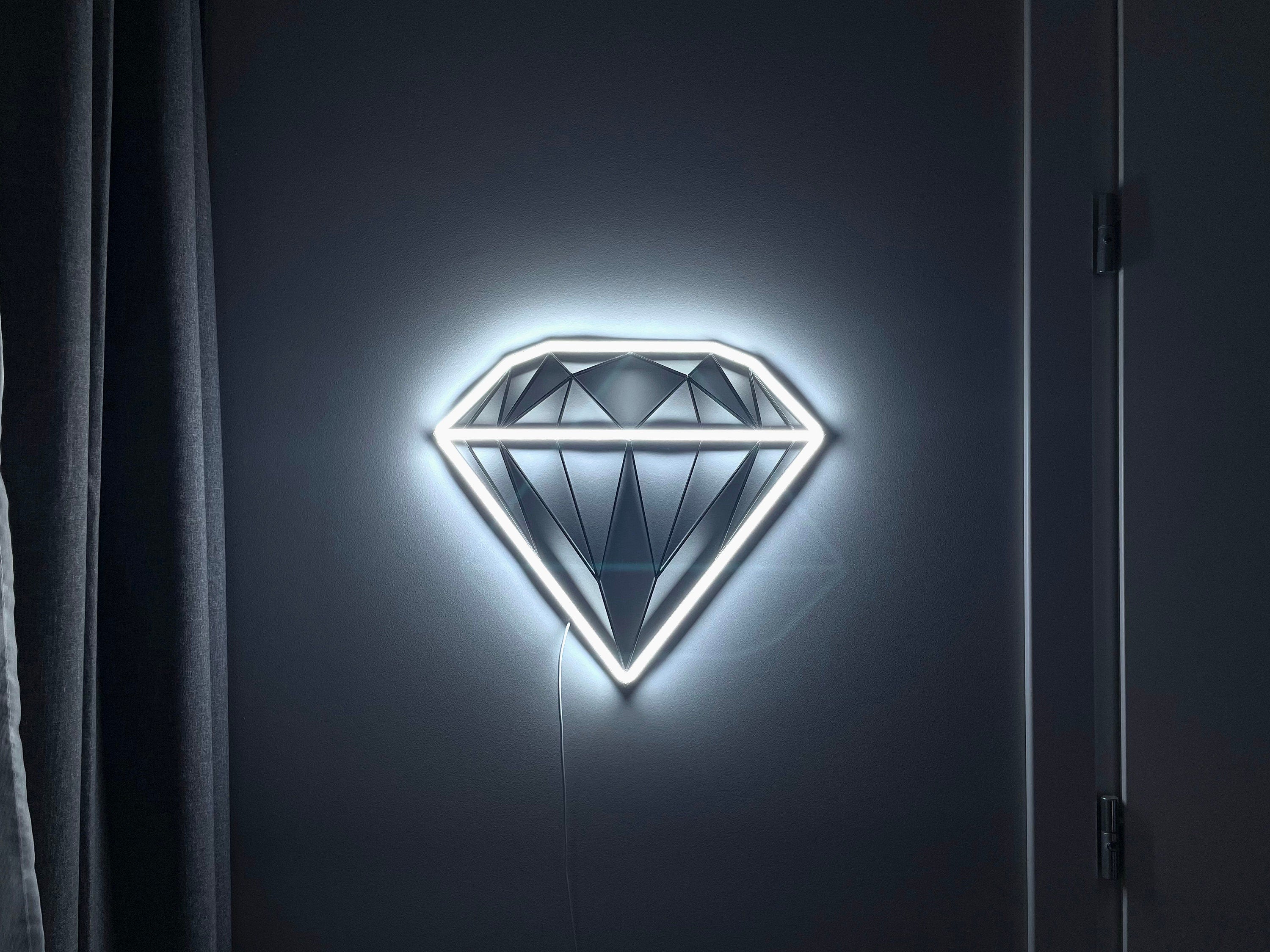 diamond wall art, led Neon Sign, Wall Decor, bedroom room decor, Custom Neon Sign home decor, geometric wall art, home decor modern