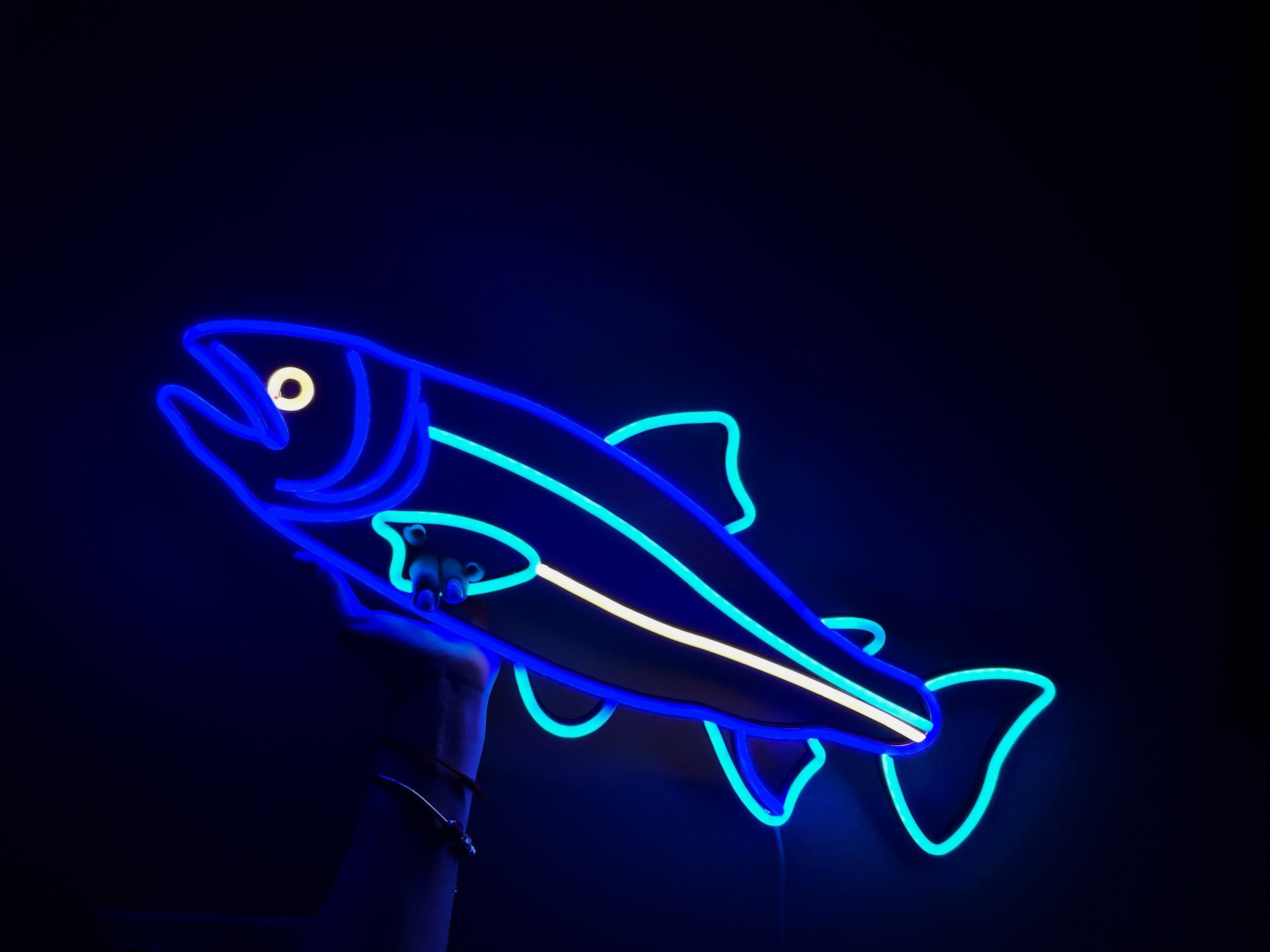 salmon fish Neon Sign salmon decor Led sea Art Light Sign Led Logo sailor Wall Décor Neon Sign Party Room Decoration salmon neon bedroom