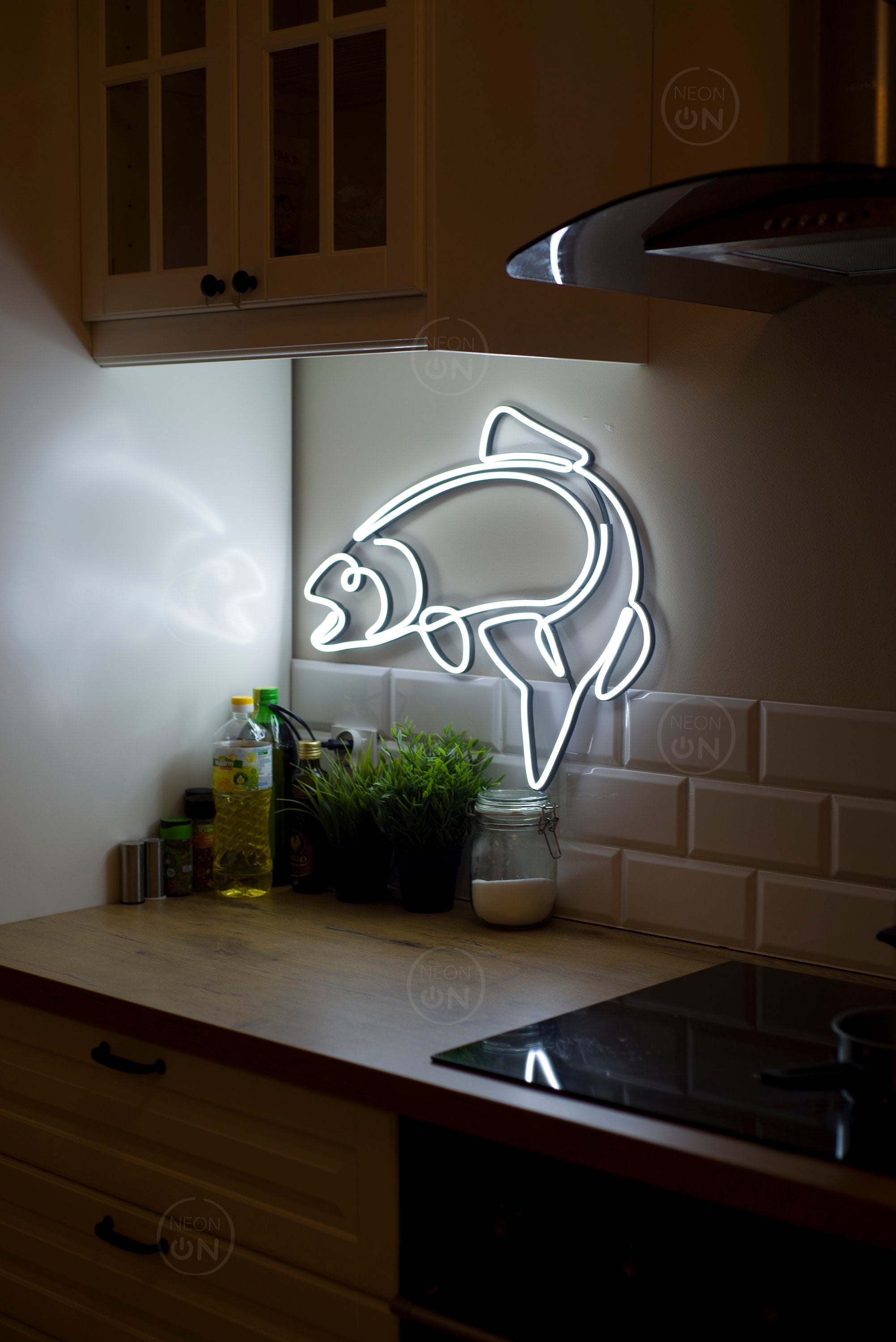 Salmon Fish Neon Sign - Fishing Decor, Neon Fishing Light, Wall Art for Fishermen, Neon Fish Bar Sign, Man Cave Decor, Fisherman Art