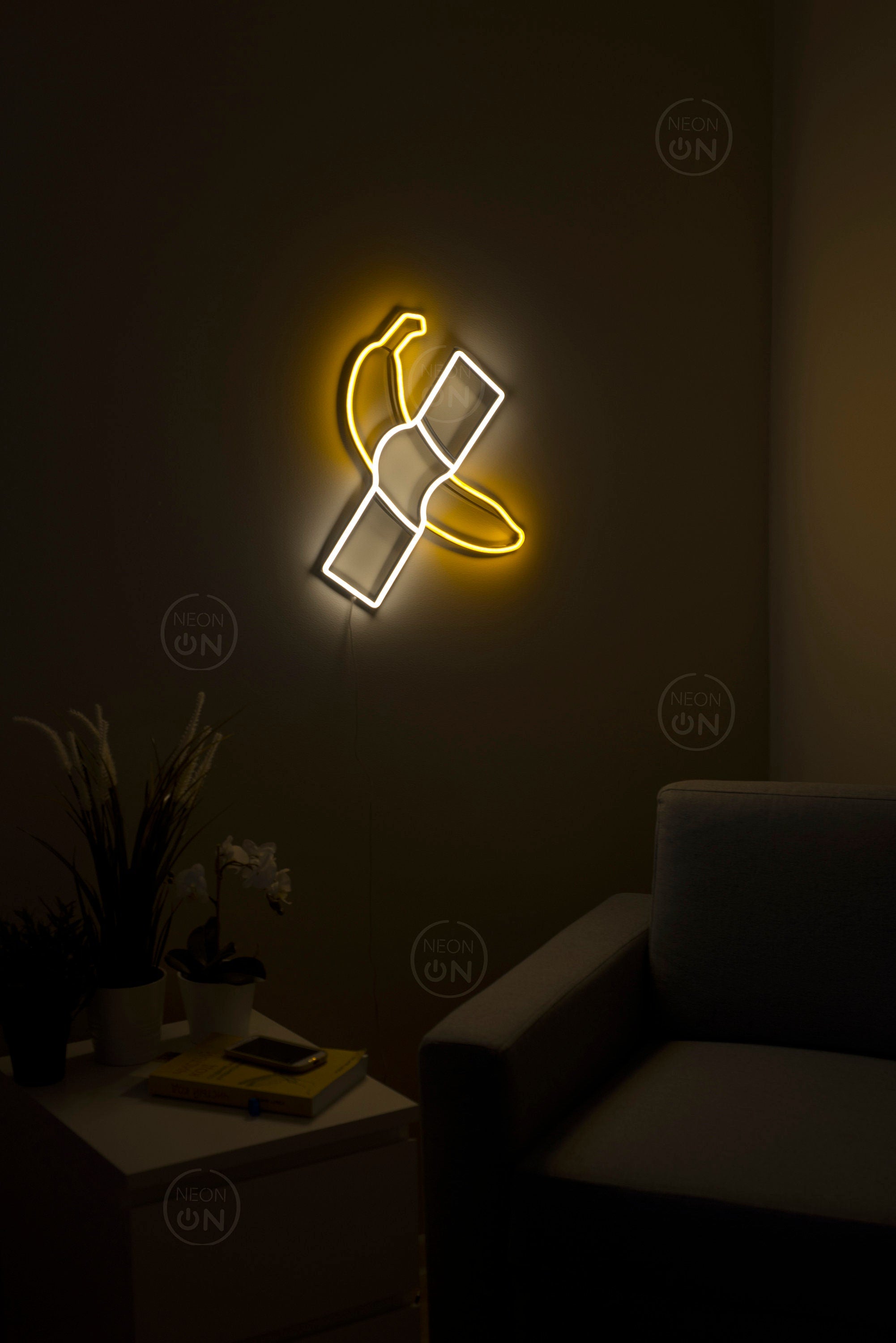 Banana taped to a wall Neon Sign decor, Wall Art, Room Decor, Neon Led Light, Neon Bar Sign,Bedroom art decor, gift Art, neon sign