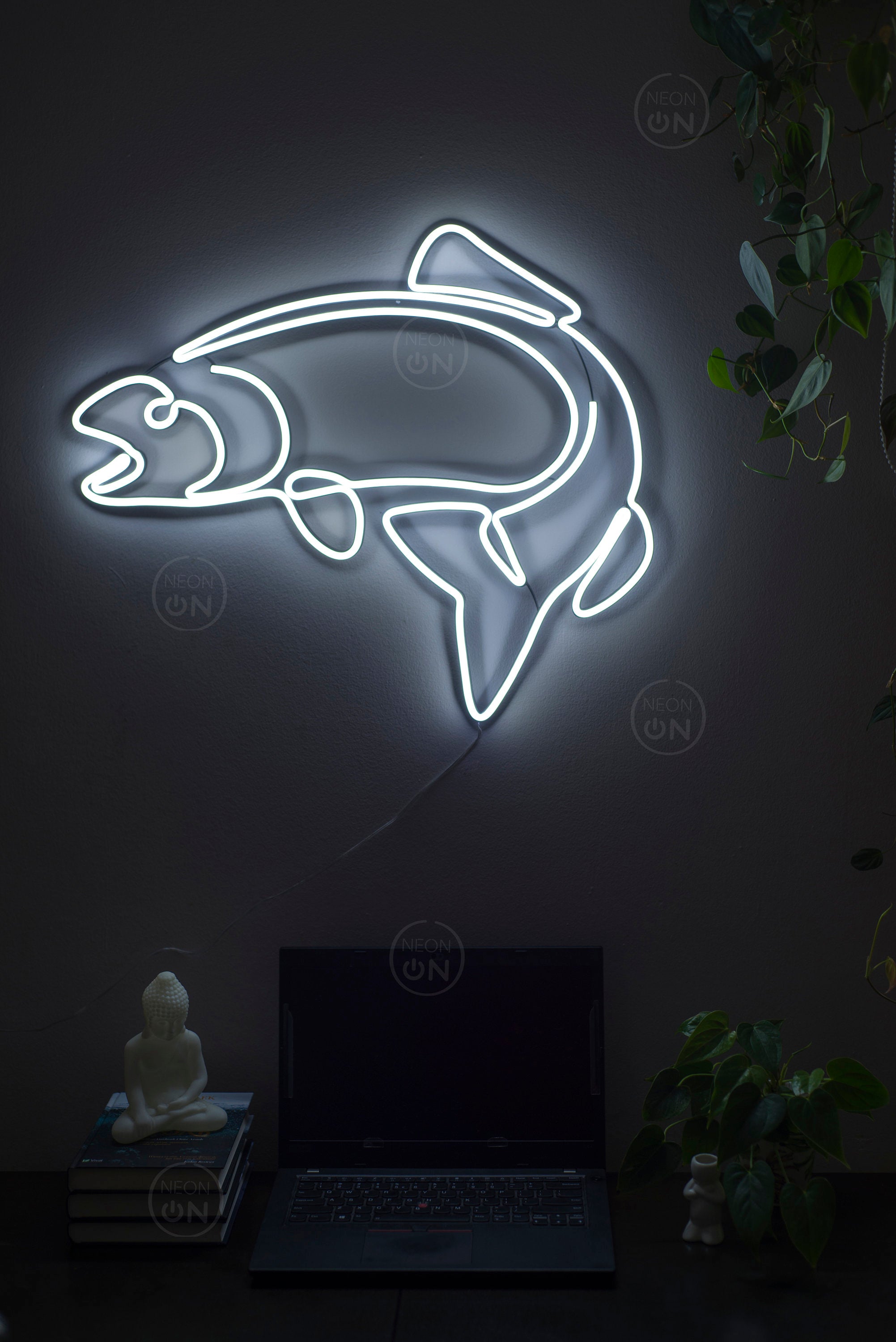 Salmon Fish Neon Sign - Fishing Decor, Neon Fishing Light, Wall Art for Fishermen, Neon Fish Bar Sign, Man Cave Decor, Fisherman Art