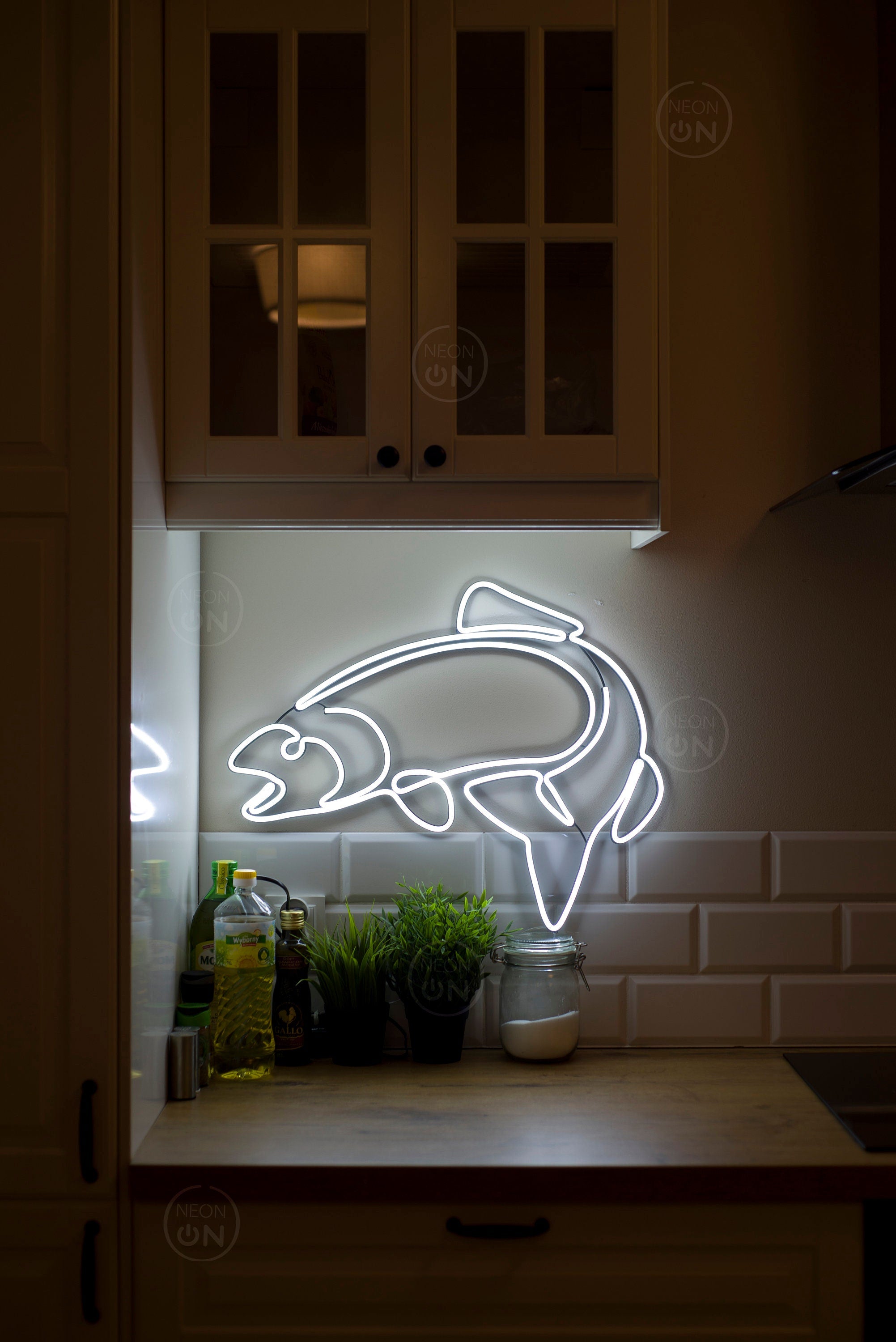 Salmon Fish Neon Sign - Fishing Decor, Neon Fishing Light, Wall Art for Fishermen, Neon Fish Bar Sign, Man Cave Decor, Fisherman Art