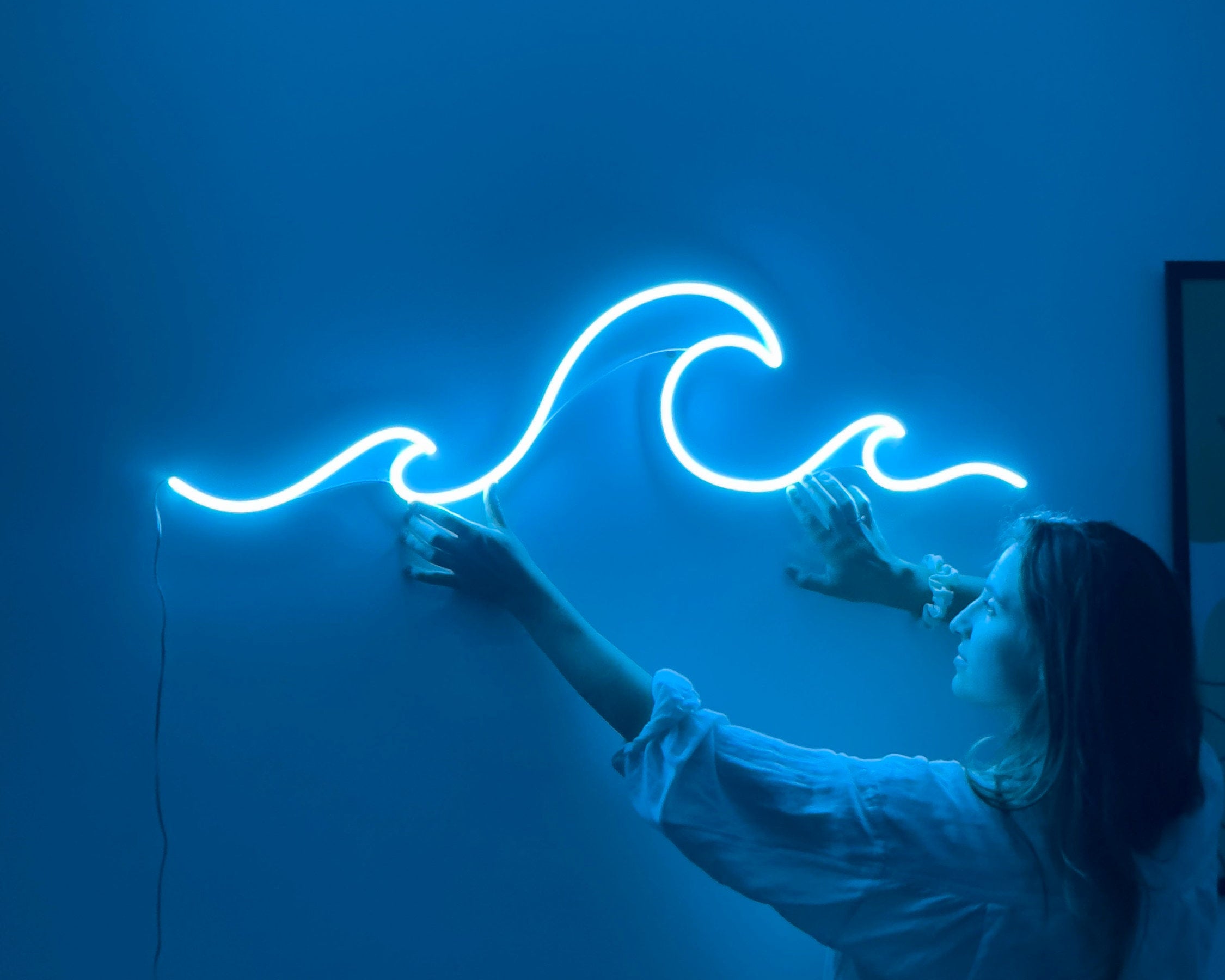 neon sign bedroom, wave neon sign