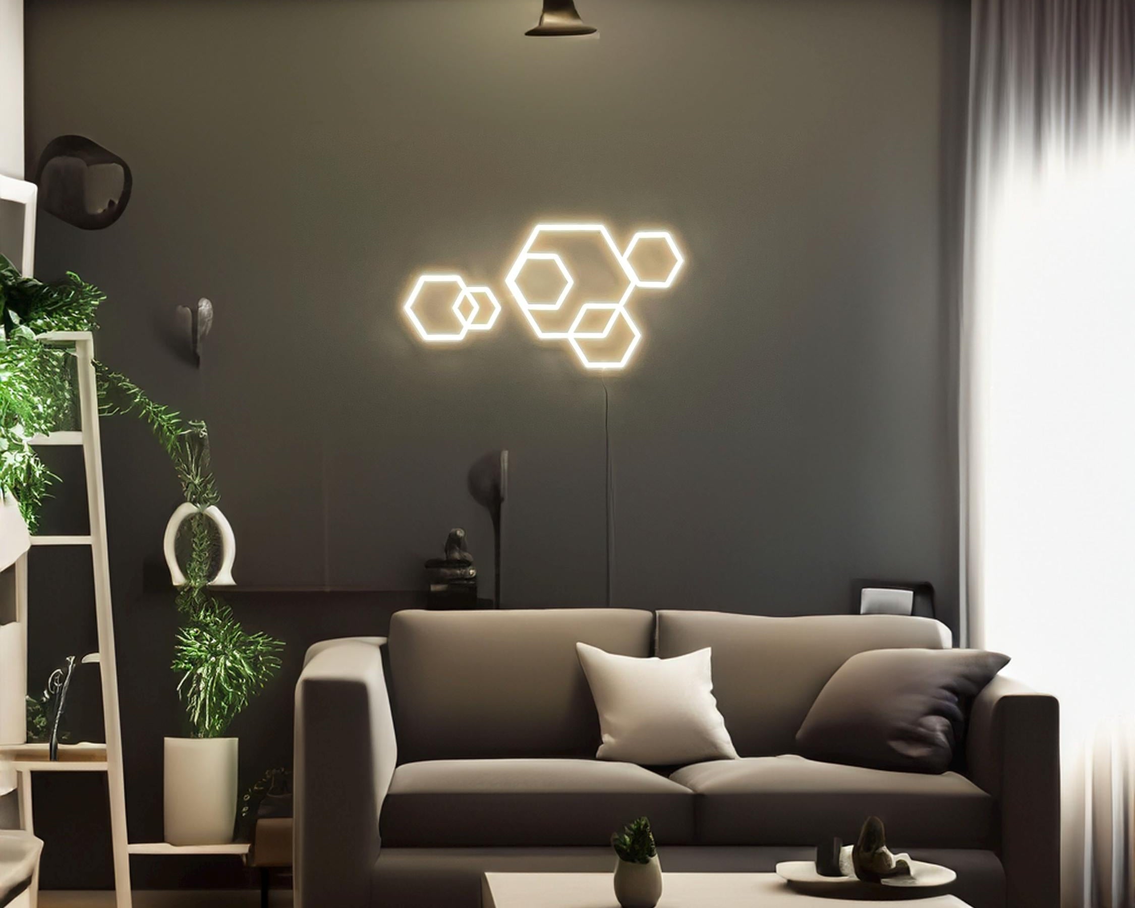 honeycomb Wall neon - Modern Artistic neon led Wall Sconce | Handmade honeycomb Lighting Fixture for Living Room, Bedroom, or Office Decor