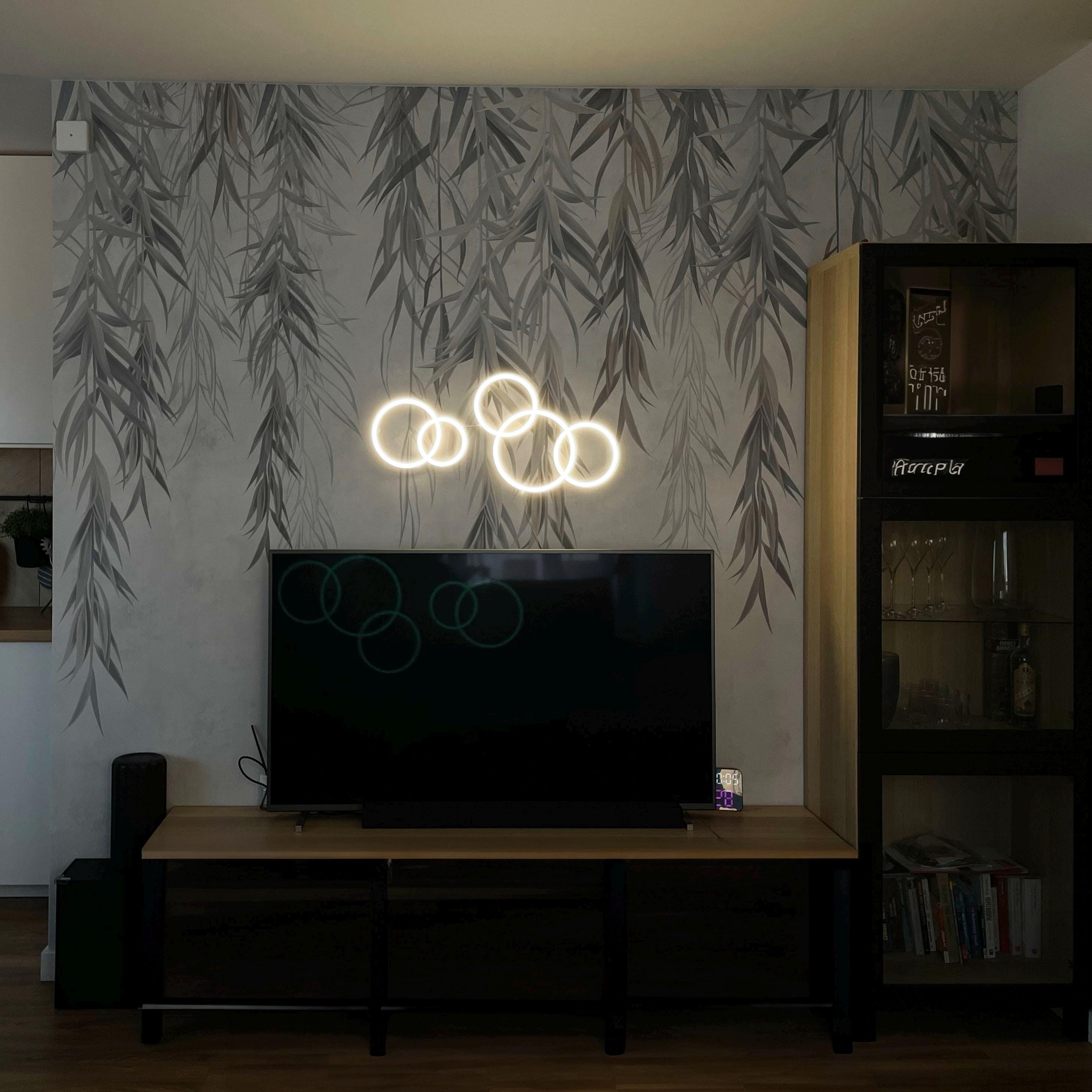 circles Wall neon - Modern Artistic neon led Wall Sconce | Handmade honeycomb Lighting Fixture for Living Room, Bedroom, or Office Decor