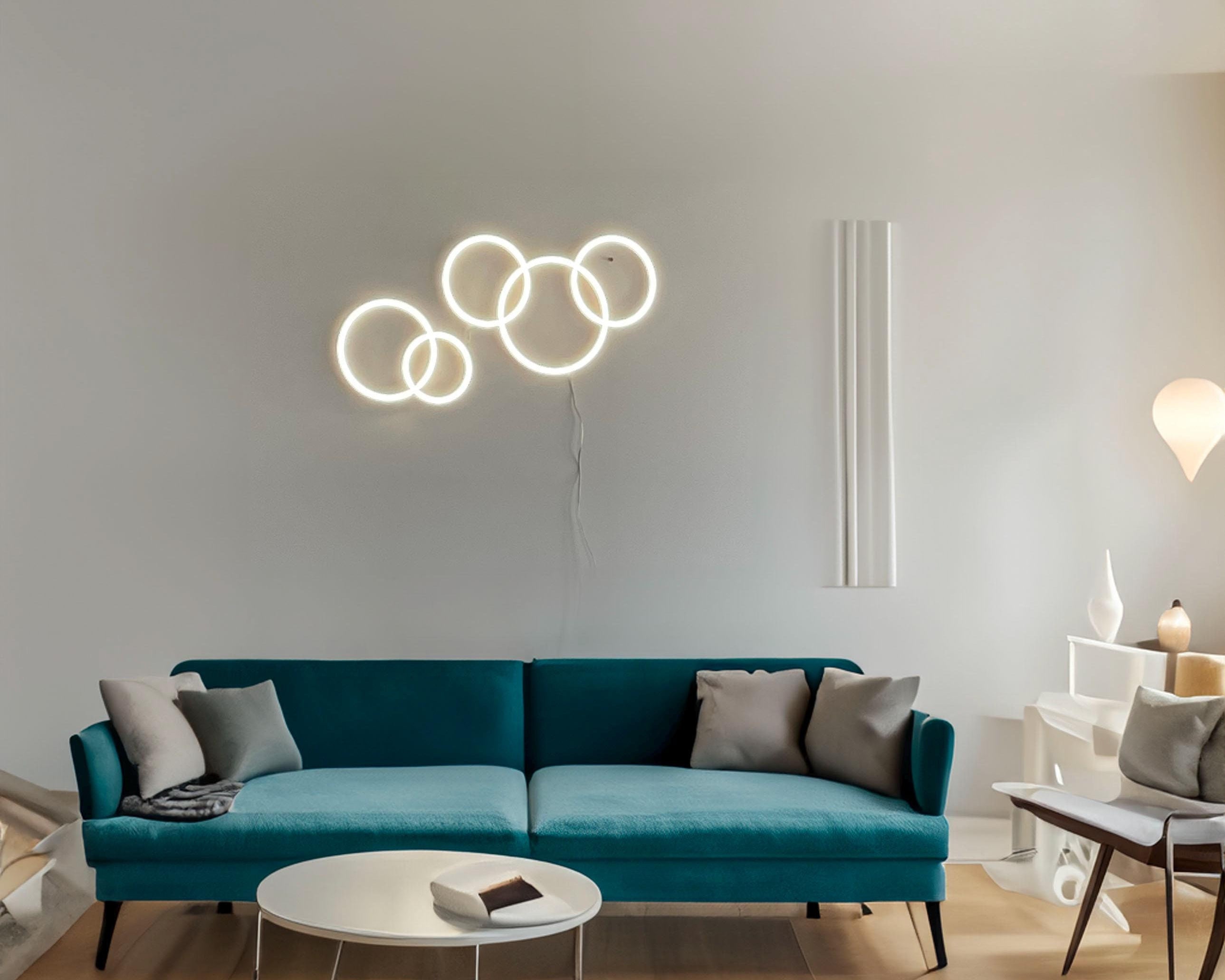 circles Wall neon - Modern Artistic neon led Wall Sconce | Handmade honeycomb Lighting Fixture for Living Room, Bedroom, or Office Decor