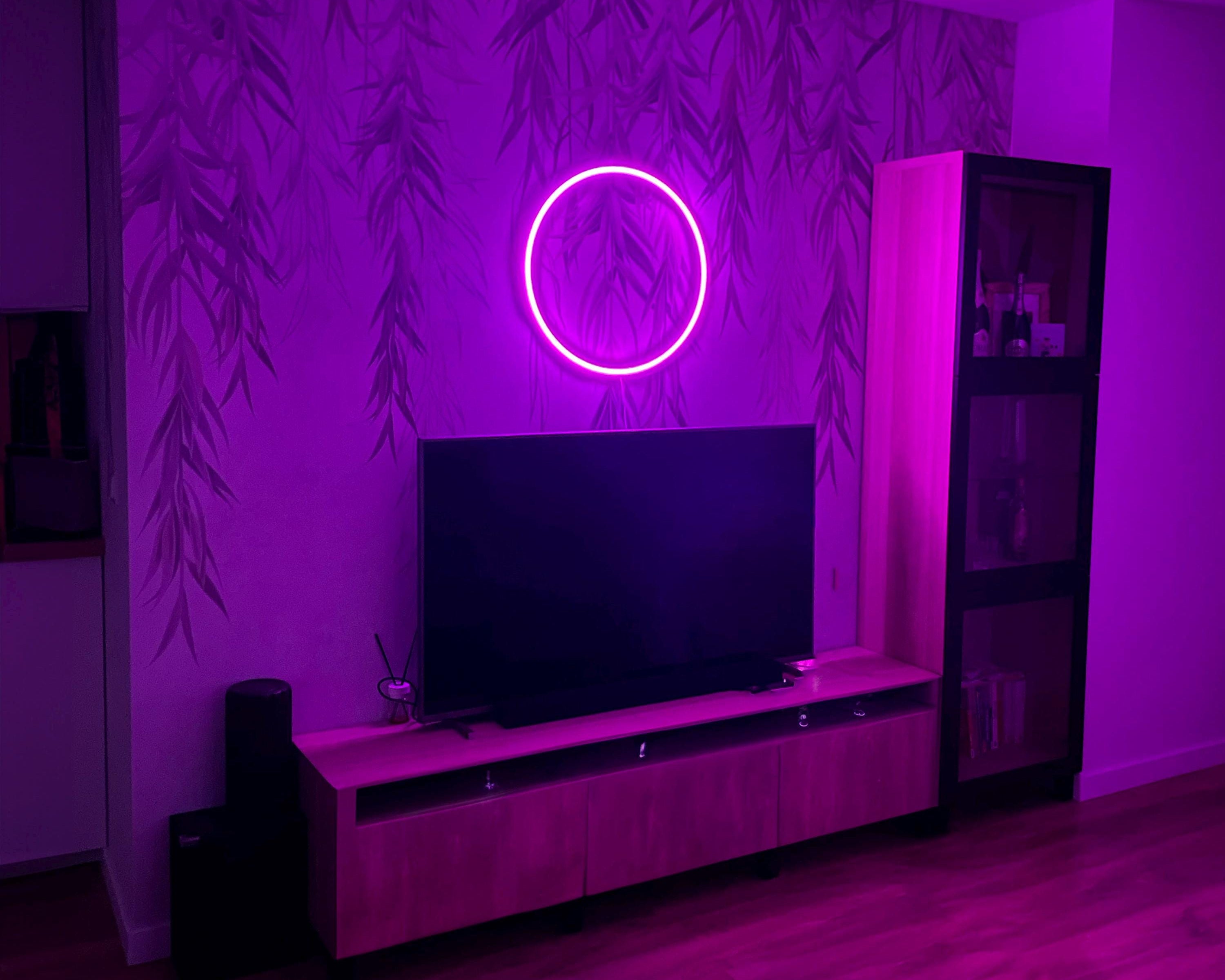 RGB color changing Neon Sign, Zen Circle Neon Sign Enso Sign Decoration, Japanese Neon, Custom Round Circle wall light Neon Sign