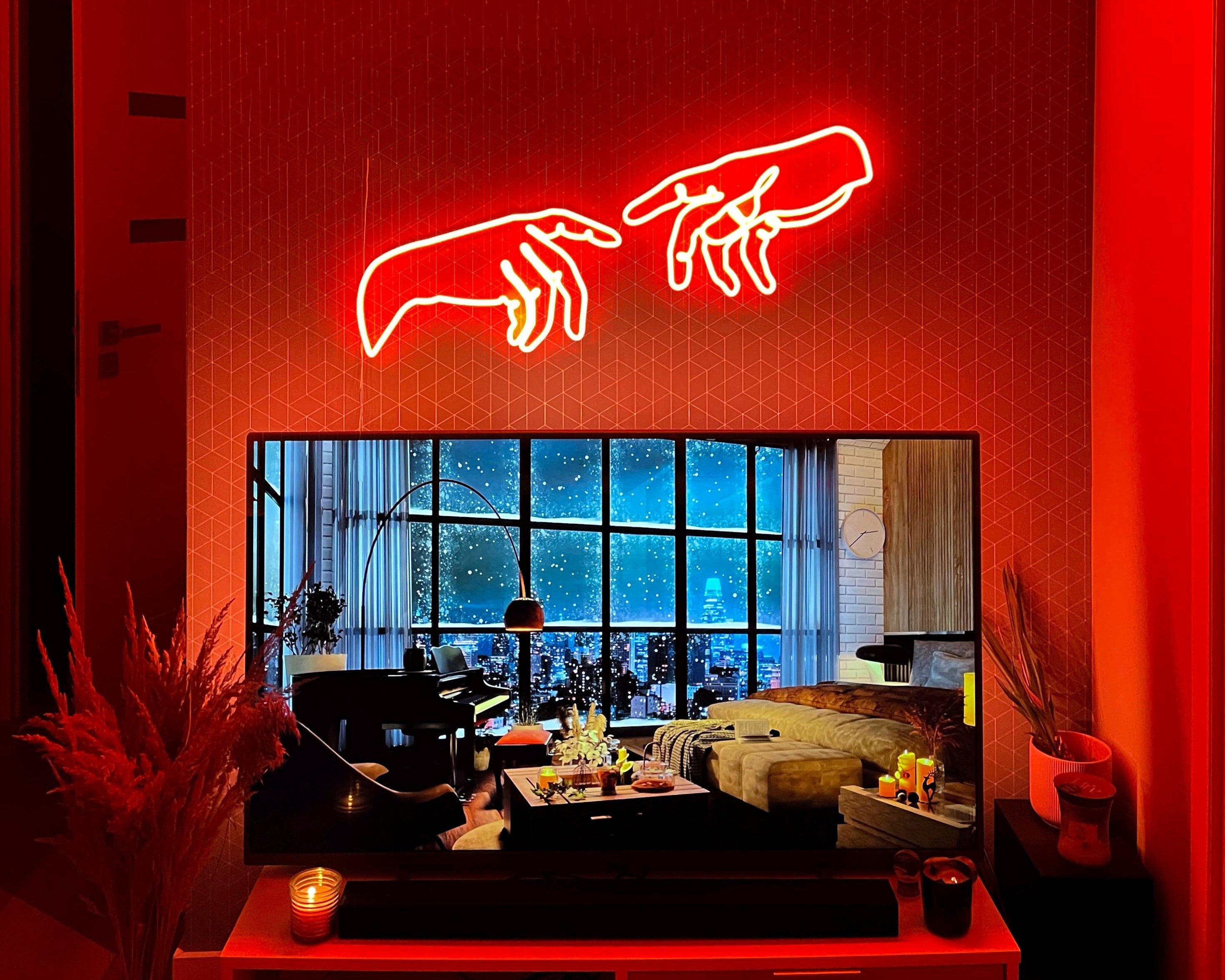 Hands of God Neon Sign - Jesus Hand Wall Art, Bedroom Decor, LED Neon Light, Interior Hand Joint Neon Sign for Home Decor