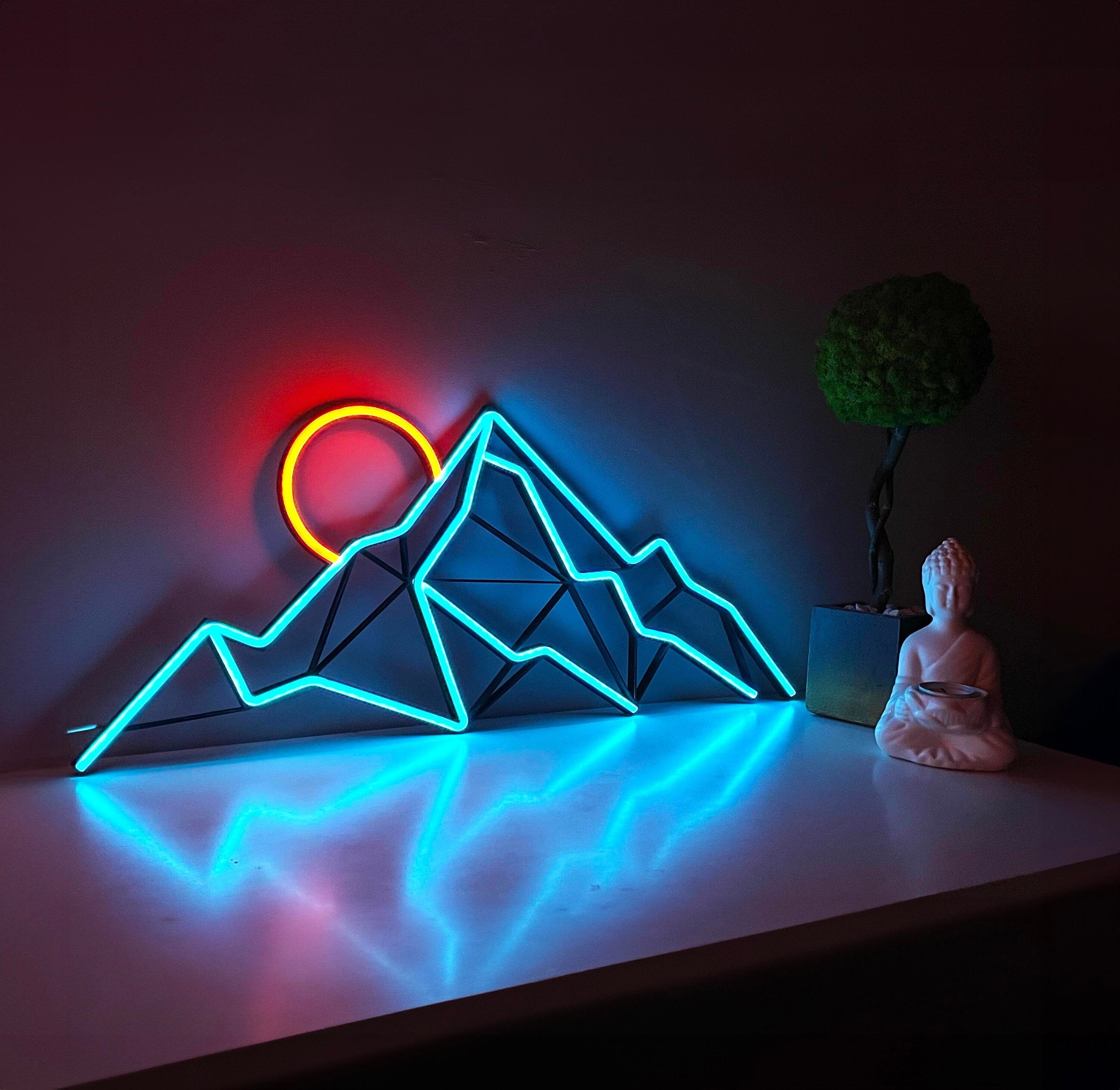 mountain neon wall art landscape Neon Sign neon art, Mountain Art Light Sign, Led light Wall Decor, mount decor, Custom Neon Sign, gift man
