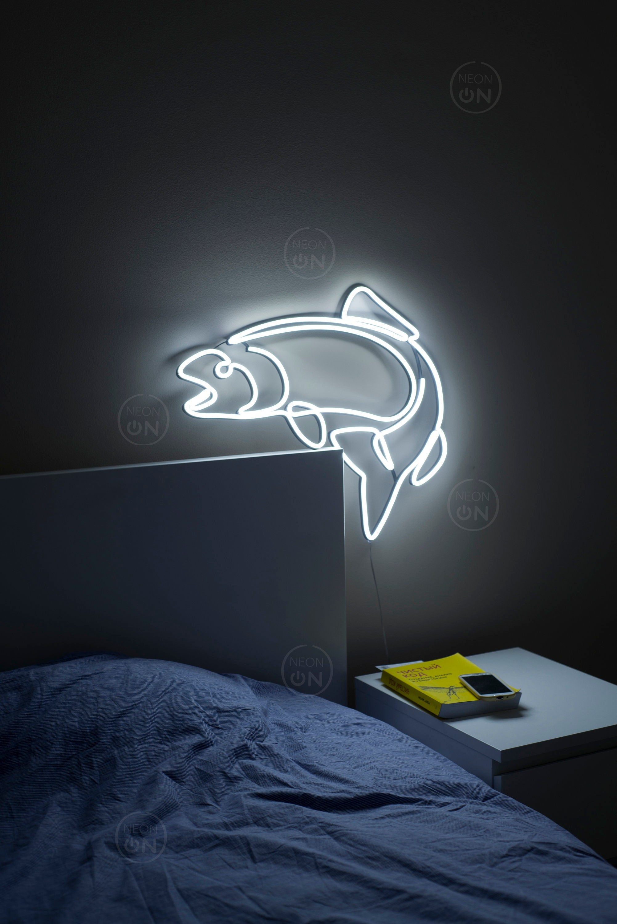 Salmon Fish Neon Sign - Fishing Decor, Neon Fishing Light, Wall Art for Fishermen, Neon Fish Bar Sign, Man Cave Decor, Fisherman Art
