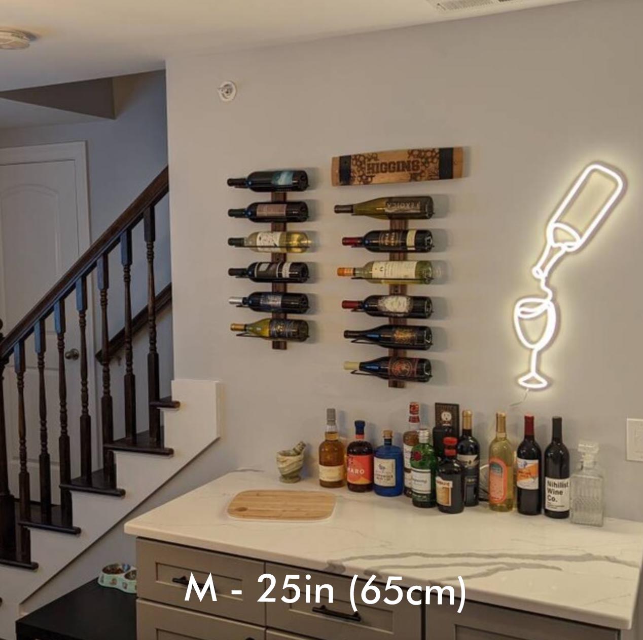 LED Wine Glass Neon Sign - Aesthetic Bar Wall Decor, Wine Lover Gift, Neon Light for Kitchen, Home Bar LED Sign, Winery Decor