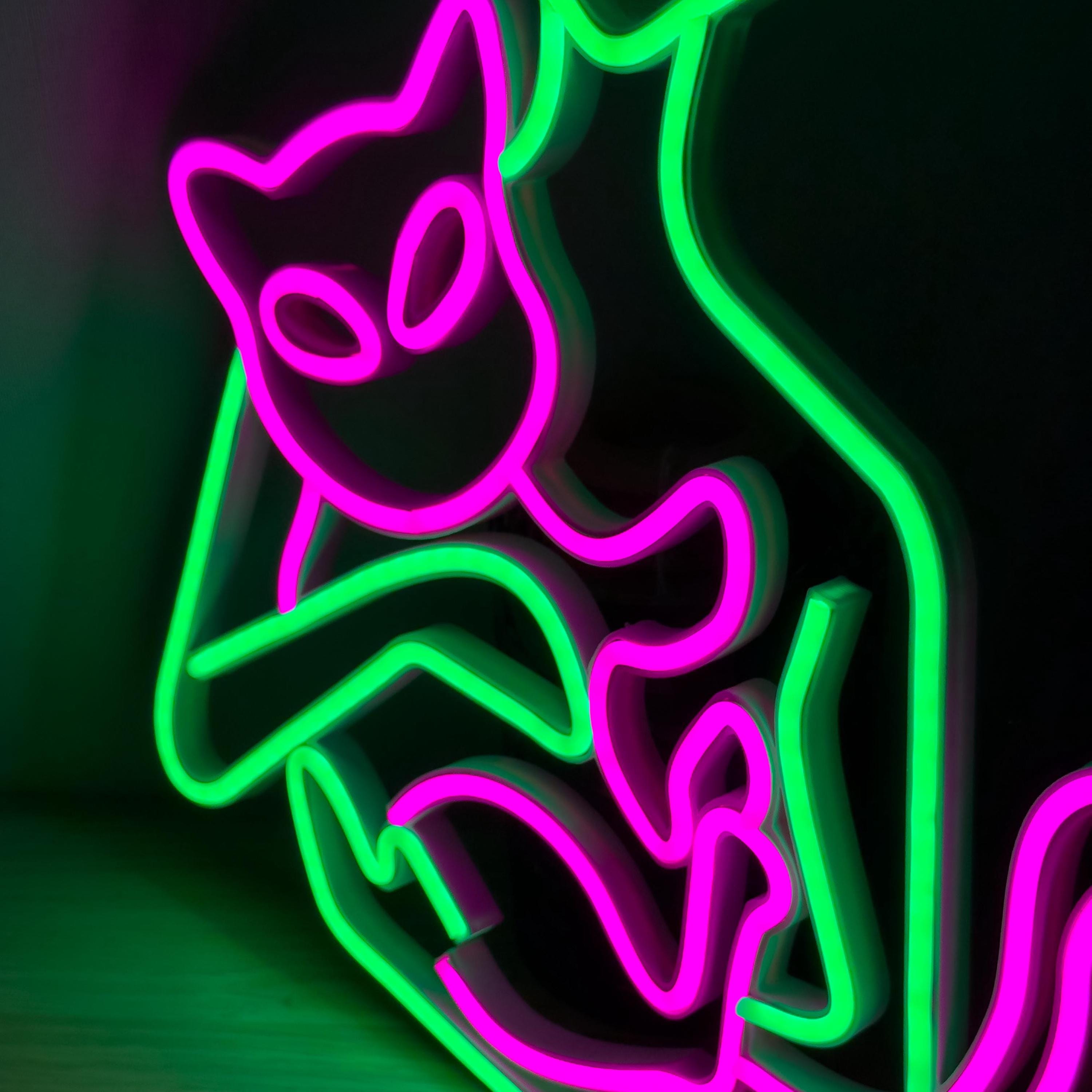 Alien Neon Sign – Dimmable LED Alien Cat Light, Green Neon Sign for Bedroom, Game Room, Man Cave, Party Decor, Gift for Kids & Boys