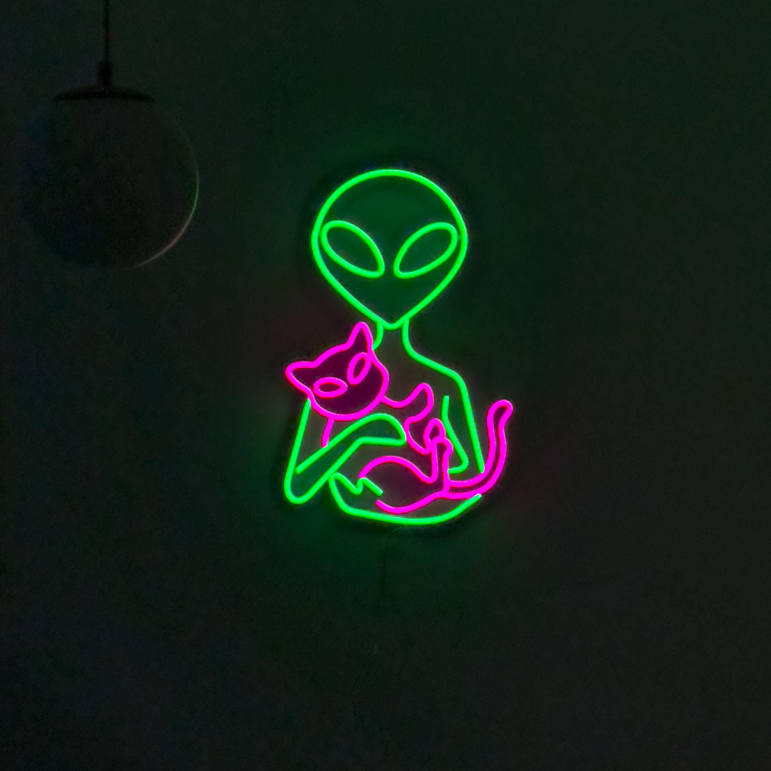 Alien Neon Sign – Dimmable LED Alien Cat Light, Green Neon Sign for Bedroom, Game Room, Man Cave, Party Decor, Gift for Kids & Boys