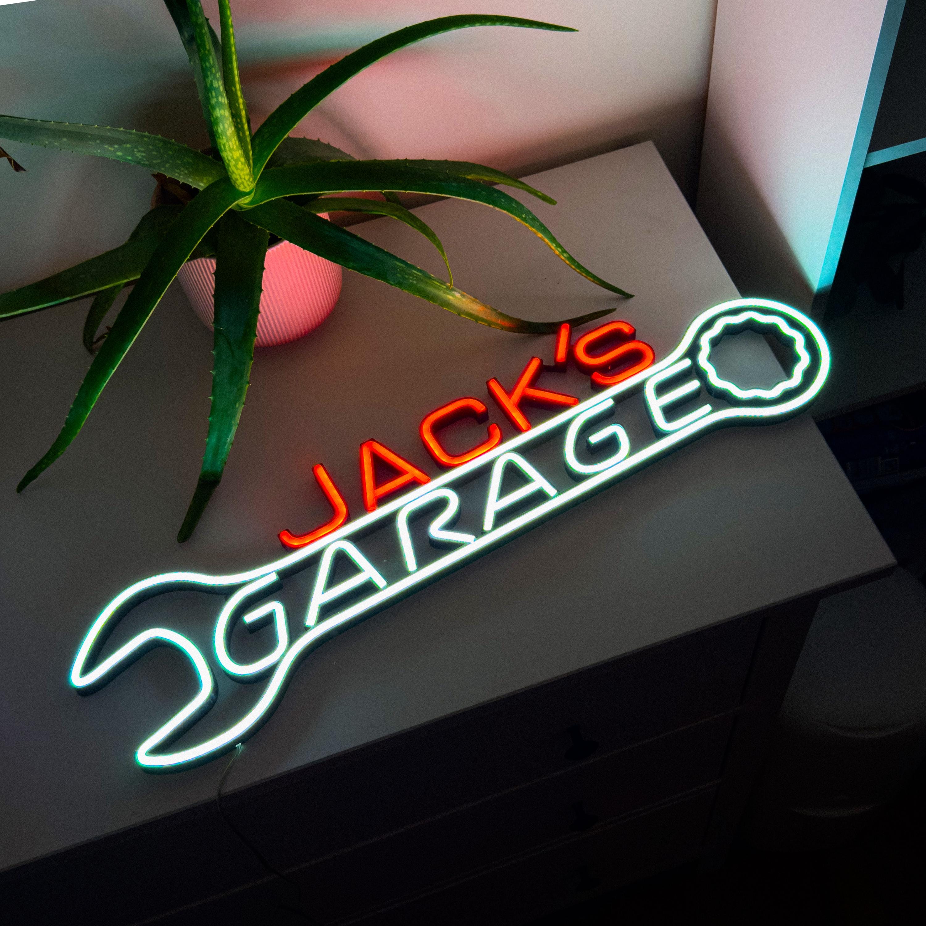 Custom Garage decor Signs,Personalized neon Garage Signs,Gift for Dad, Gift for husband,Man Cave Decor,Workshop Car Sign