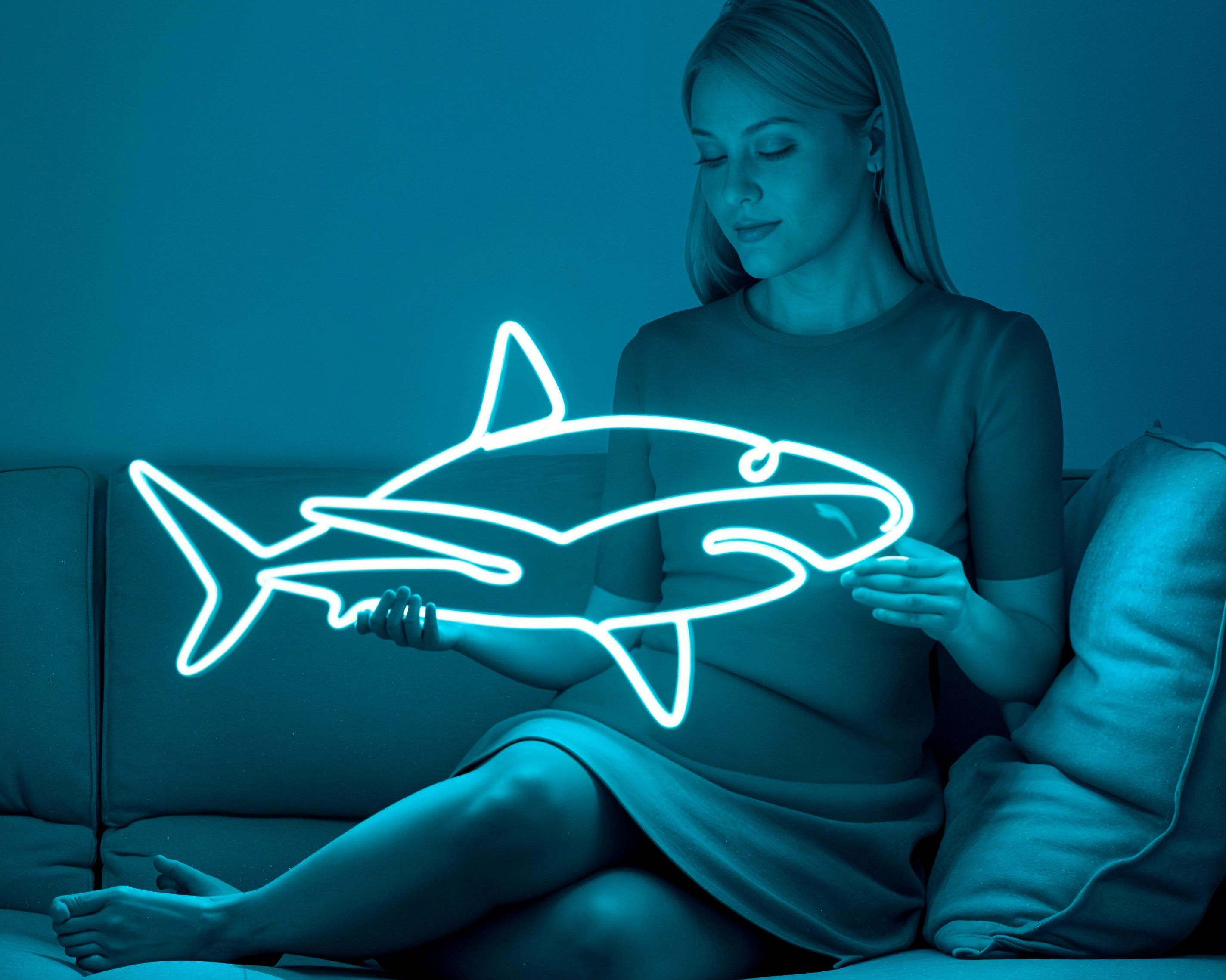 Shark neon sign LED Light – custom neon sign Shark Ocean Fans, Beach Bars, Surf Rooms, Underwater Glow Wall Art, neon sign bedroom