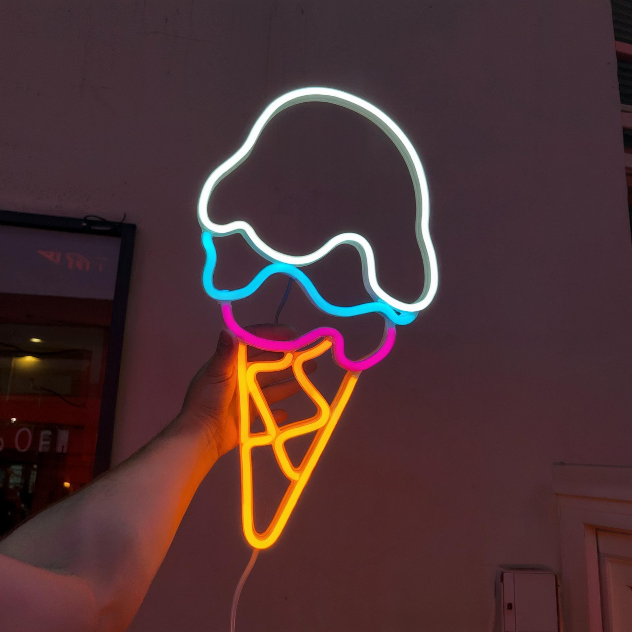 Ice Cream Neon Sign Custom, Business Wall Decor, Neon Sign Light Business Logo, Led Signs Personalized Gifts, Neon Signs Party Decor