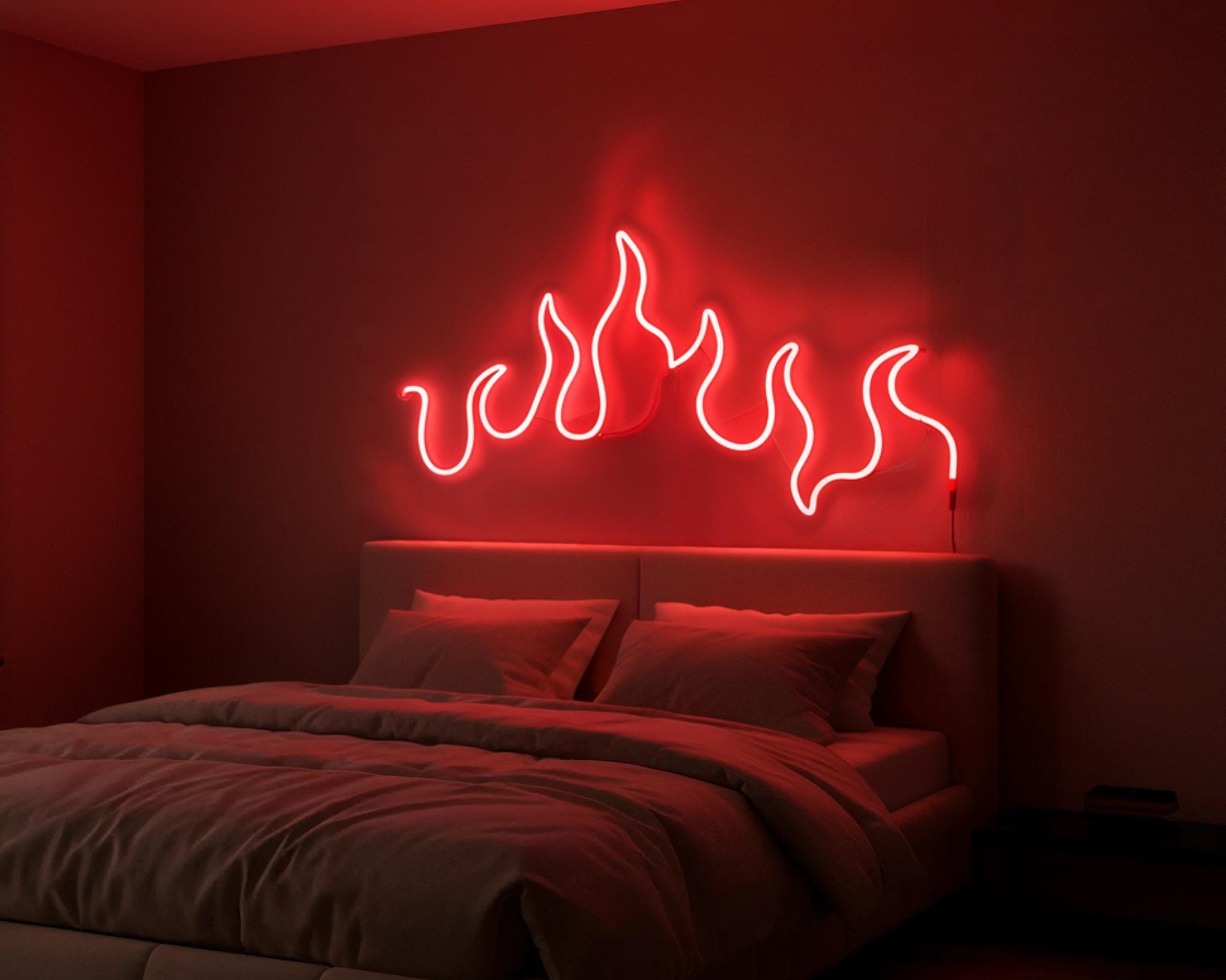 Fire Neon Sign – LED Neon Sign Wall Art – Neon Sign for Bedroom Decor – Fire LED Light – Unique Neon Sign Gift – Wall Decor Neon