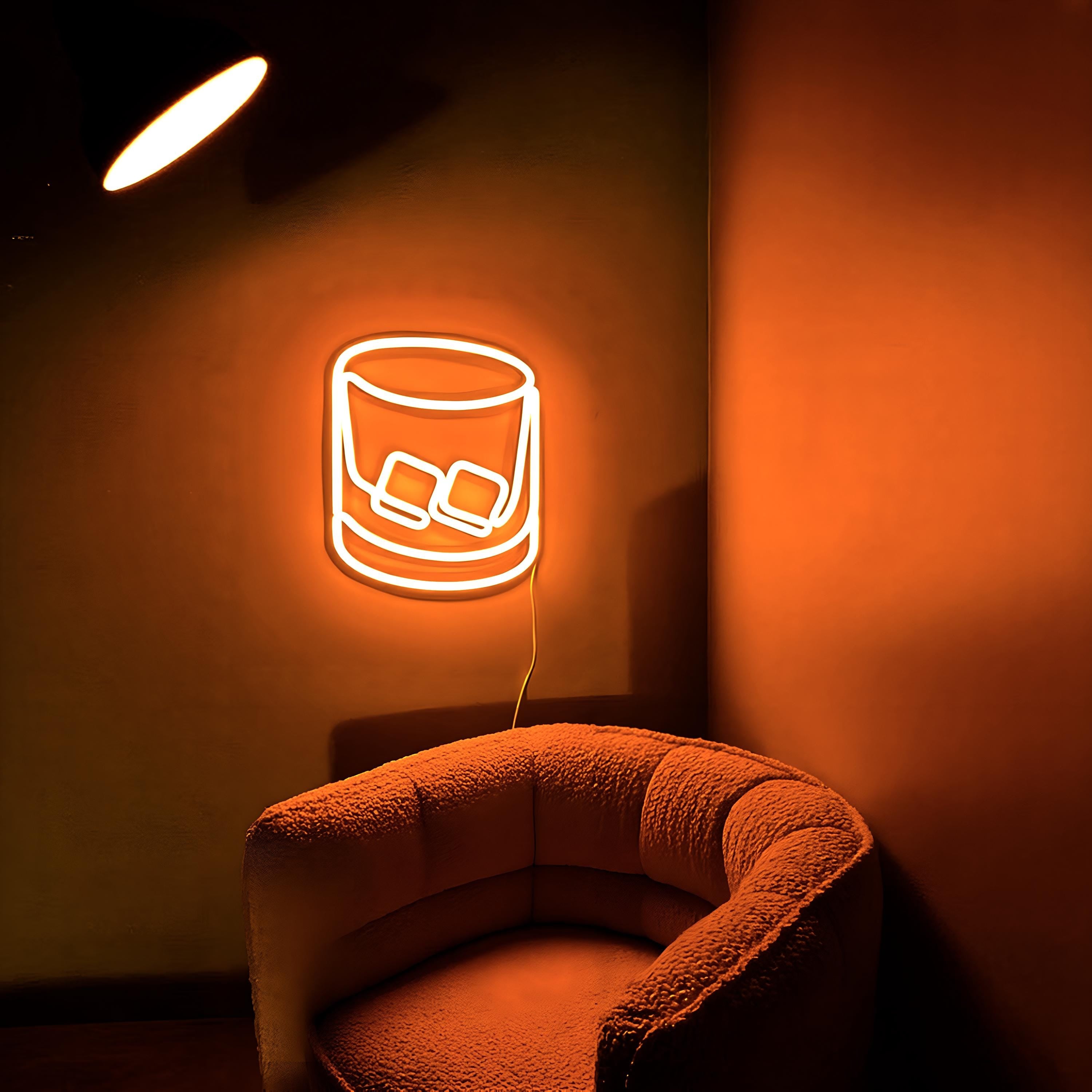 Whiskey Bar Neon Sign – Garage Wall Decor for Men, Man Cave LED Light, Rustic Personalized Whiskey Bottle Gift for Him