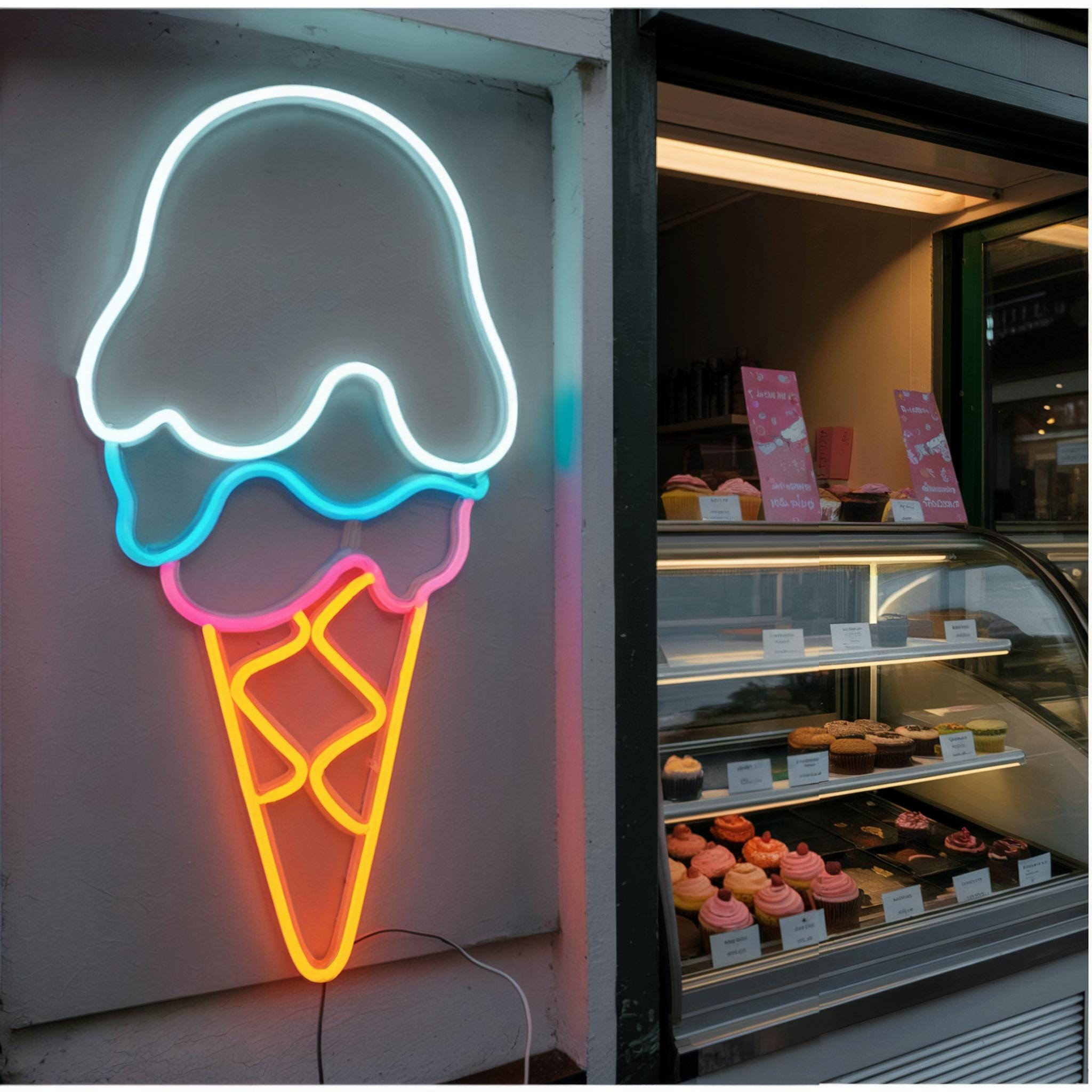 Ice Cream Neon Sign Custom, Business Wall Decor, Neon Sign Light Business Logo, Led Signs Personalized Gifts, Neon Signs Party Decor