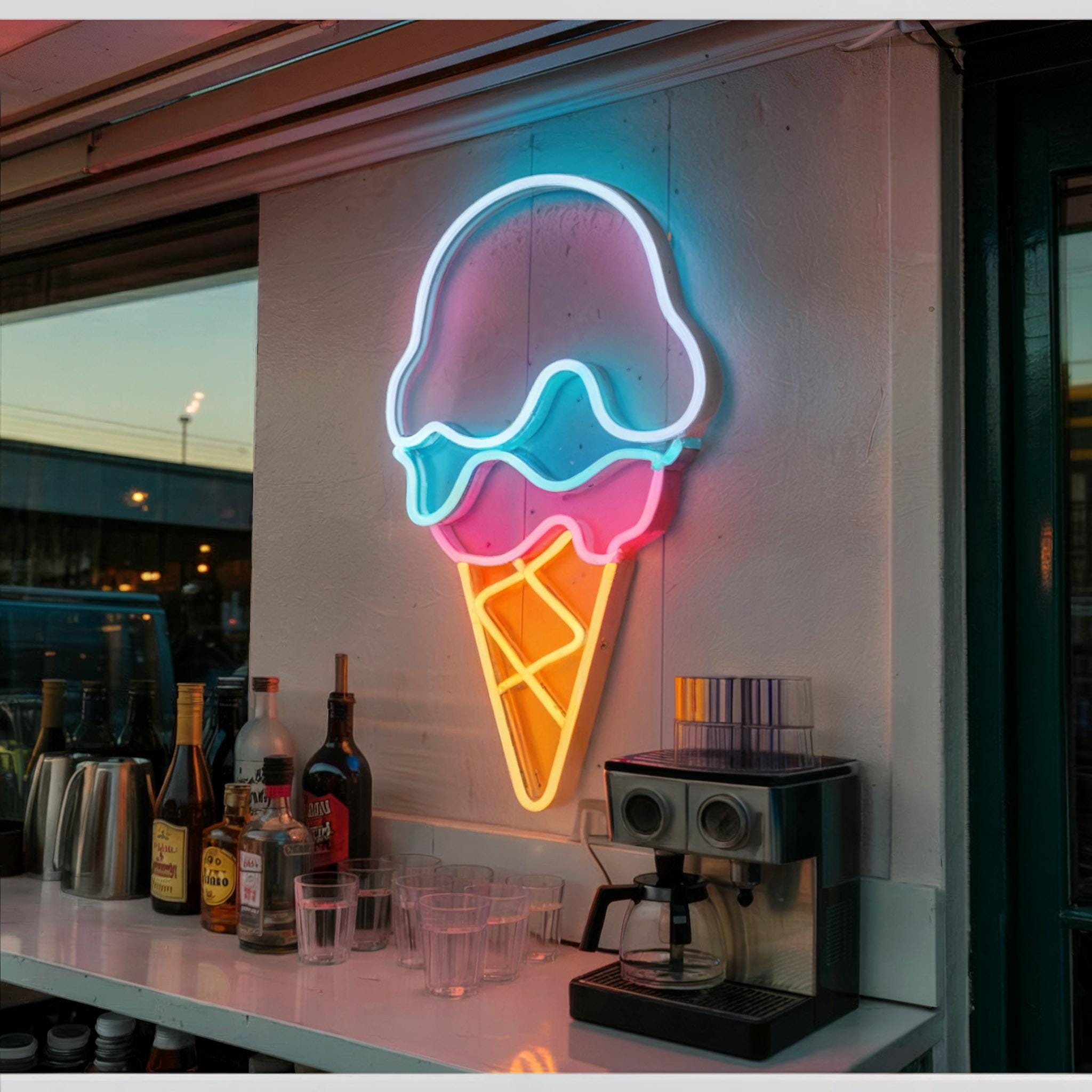 Ice Cream Neon Sign Custom, Business Wall Decor, Neon Sign Light Business Logo, Led Signs Personalized Gifts, Neon Signs Party Decor