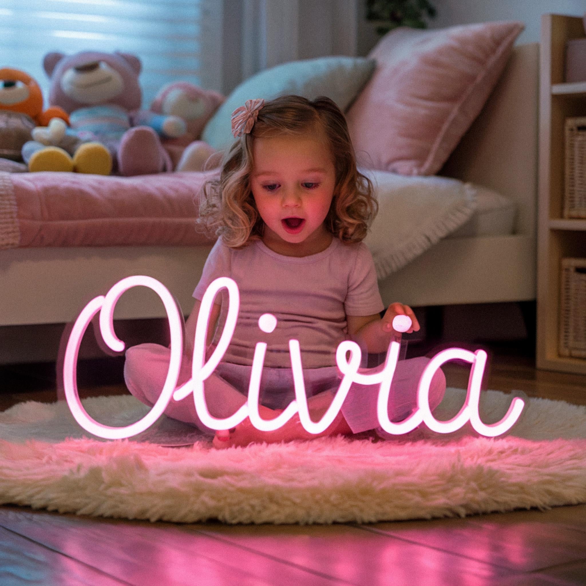 Custom Name Neon Sign – Personalized Gift for Kids, Baby Birthday Party Decor, Girl Room Neon Light, Kid Room Wall Sign, Dorm Wall Lighting
