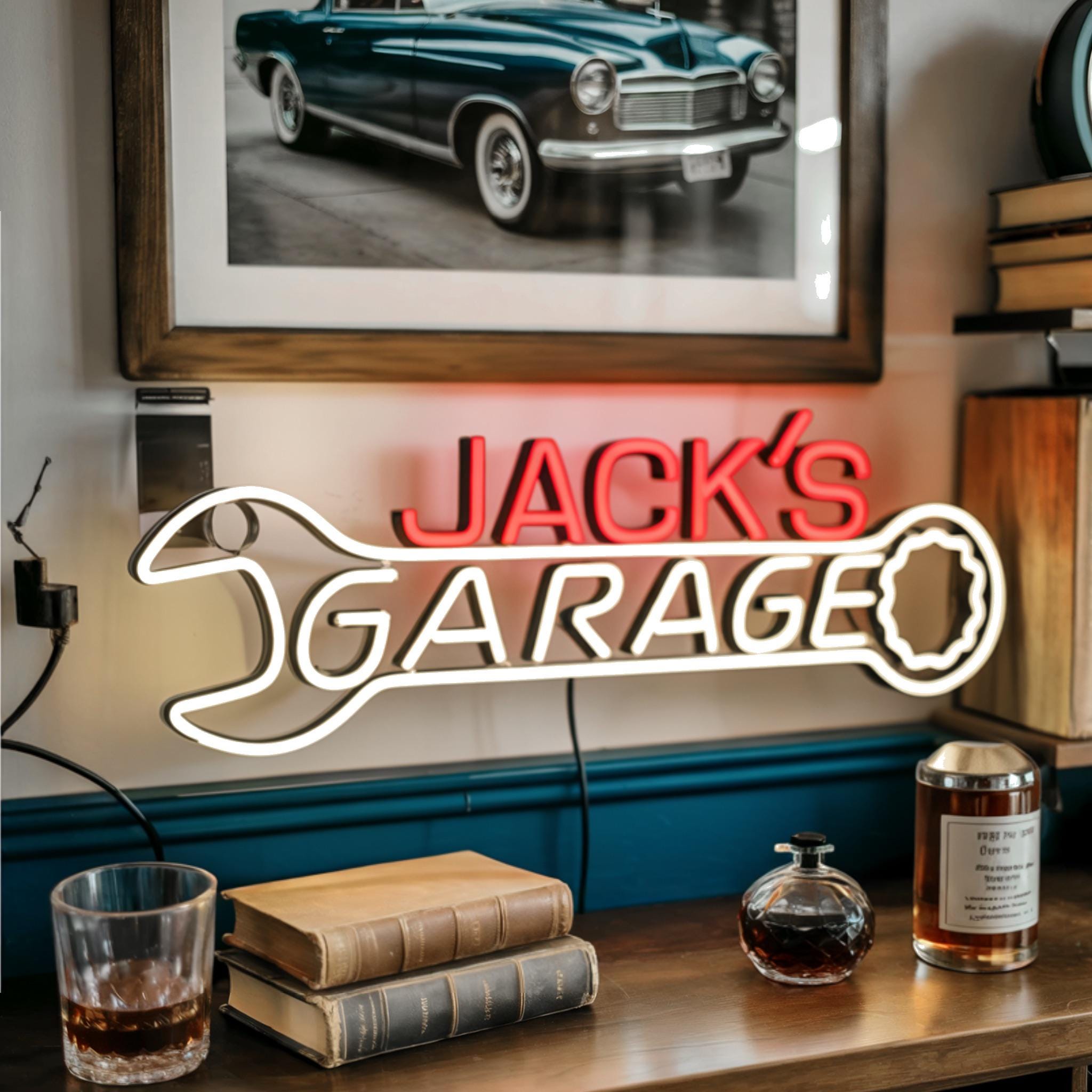 Custom Garage decor Signs, Personalized neon Garage Signs,Gift for Dad, Gift for husband,Man Cave Decor, Workshop Car Sign, garage sign