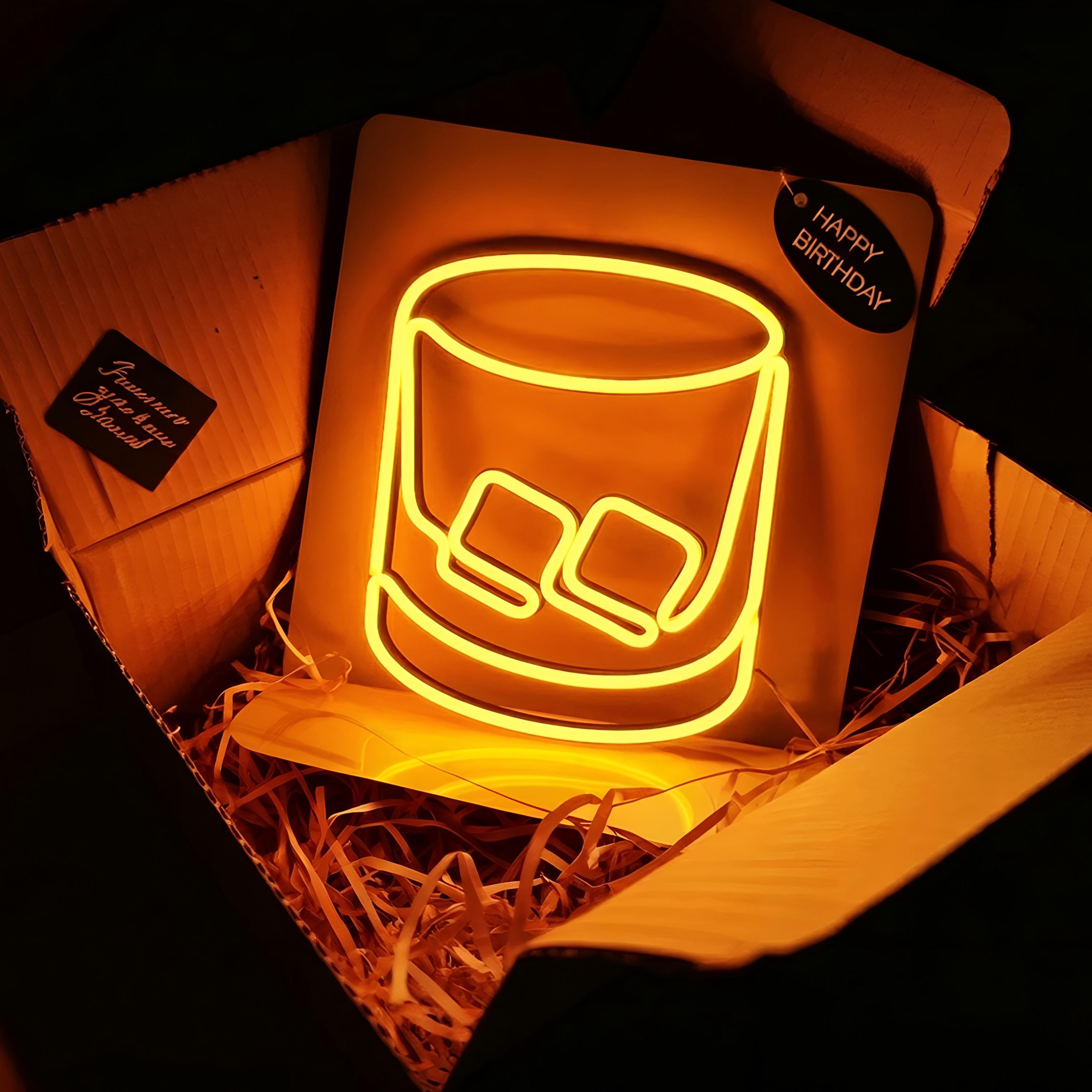 Whiskey Bar Neon Sign – Garage Wall Decor for Men, Man Cave LED Light, Rustic Personalized Whiskey Bottle Gift for Him