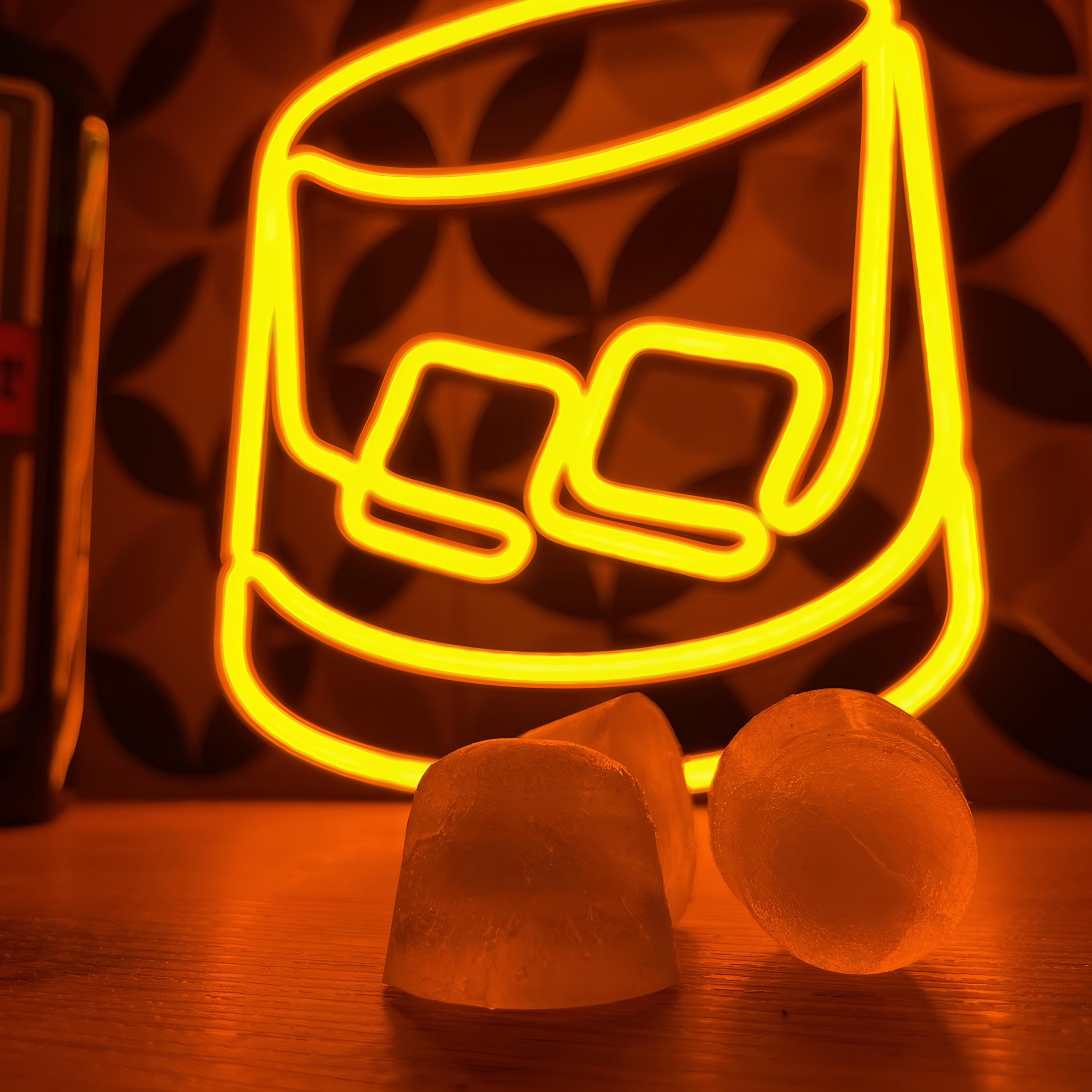 Whiskey Bar Neon Sign – Garage Wall Decor for Men, Man Cave LED Light, Rustic Personalized Whiskey Bottle Gift for Him