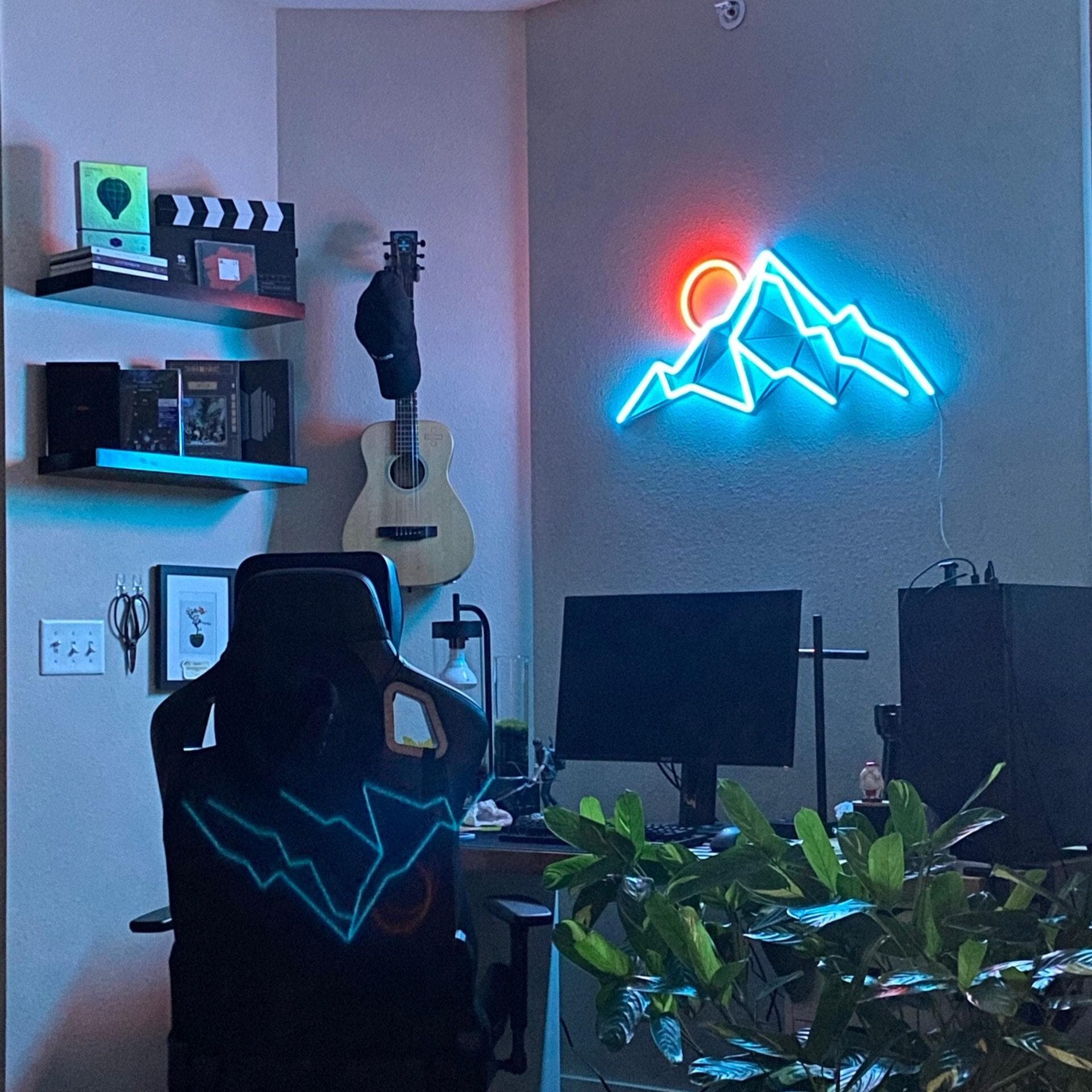 mountain neon wall art landscape Neon Sign neon art, Mountain Art Light Sign, Led light Wall Decor, mount decor, Custom Neon Sign, gift man