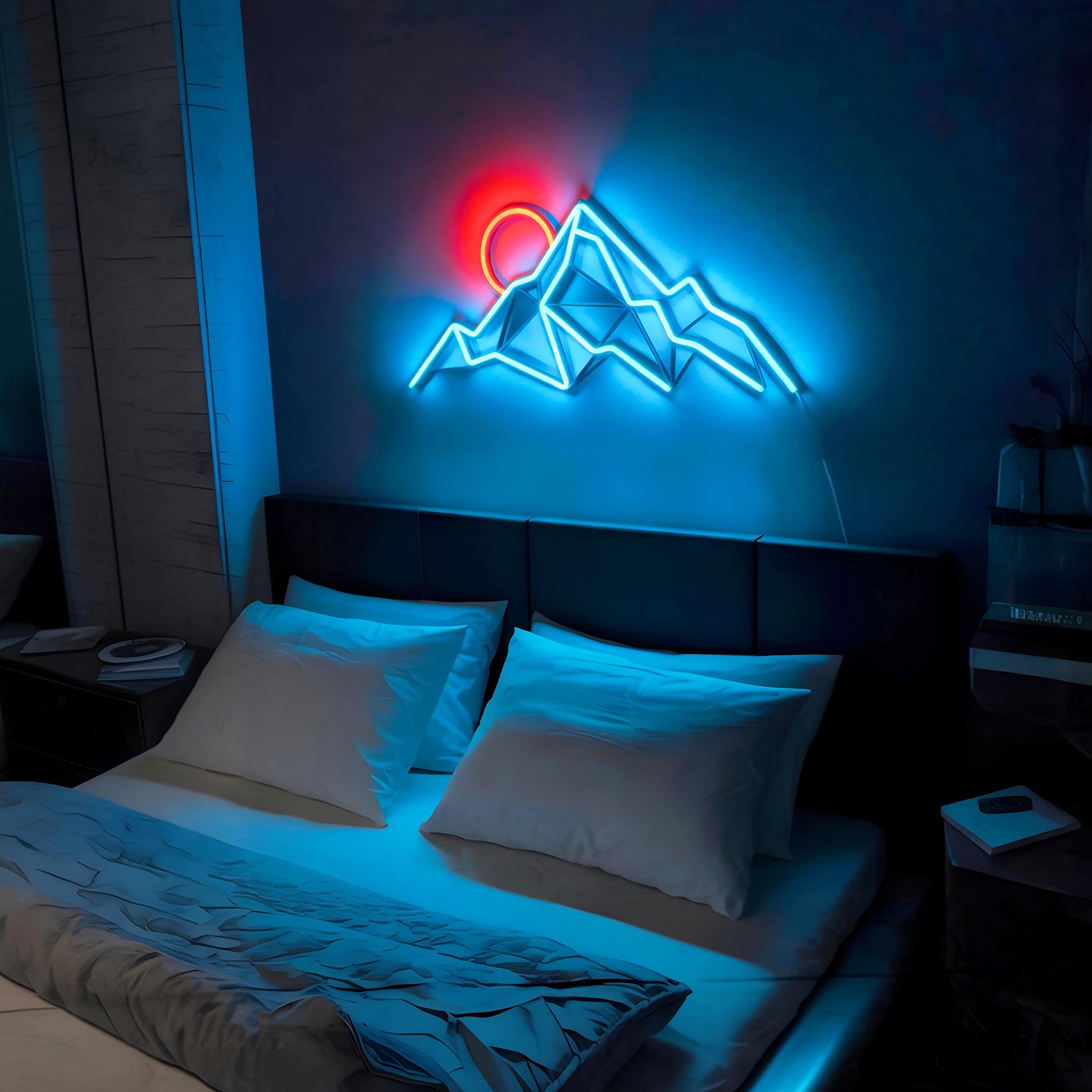mountain neon wall art landscape Neon Sign neon art, Mountain Art Light Sign, Led light Wall Decor, mount decor, Custom Neon Sign, gift man