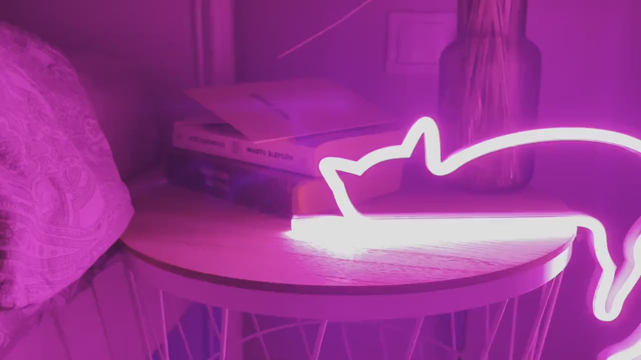 cat neon sign art decor Neon light wall art signs cute cat decor,  gift  LED Neon Lights, cat Wall custom neon  decor Neon Custom Desk light