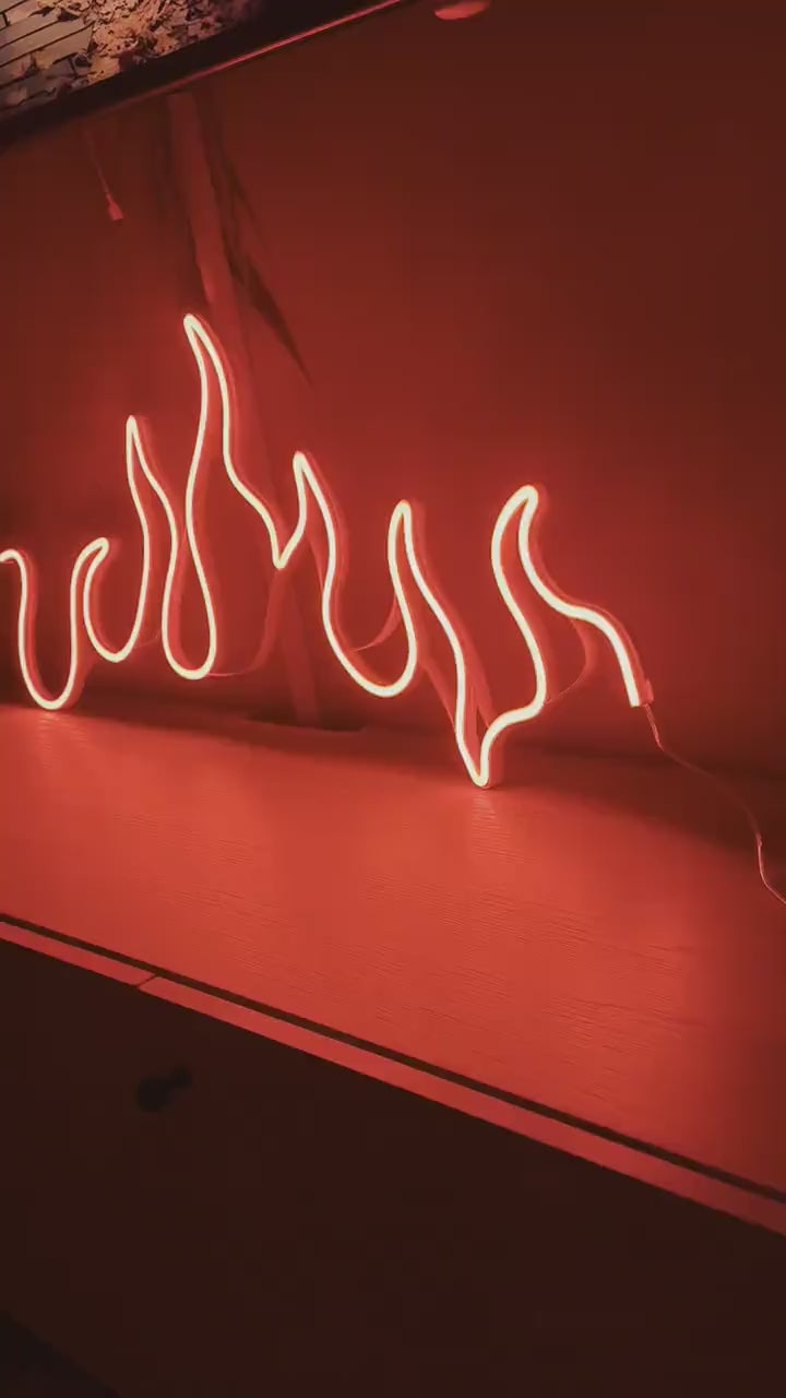 Fire Neon Sign β LED Neon Sign Wall Art β Neon Sign for Bedroom Decor β Fire LED Light β Unique Neon Sign Gift β Wall Decor Neon