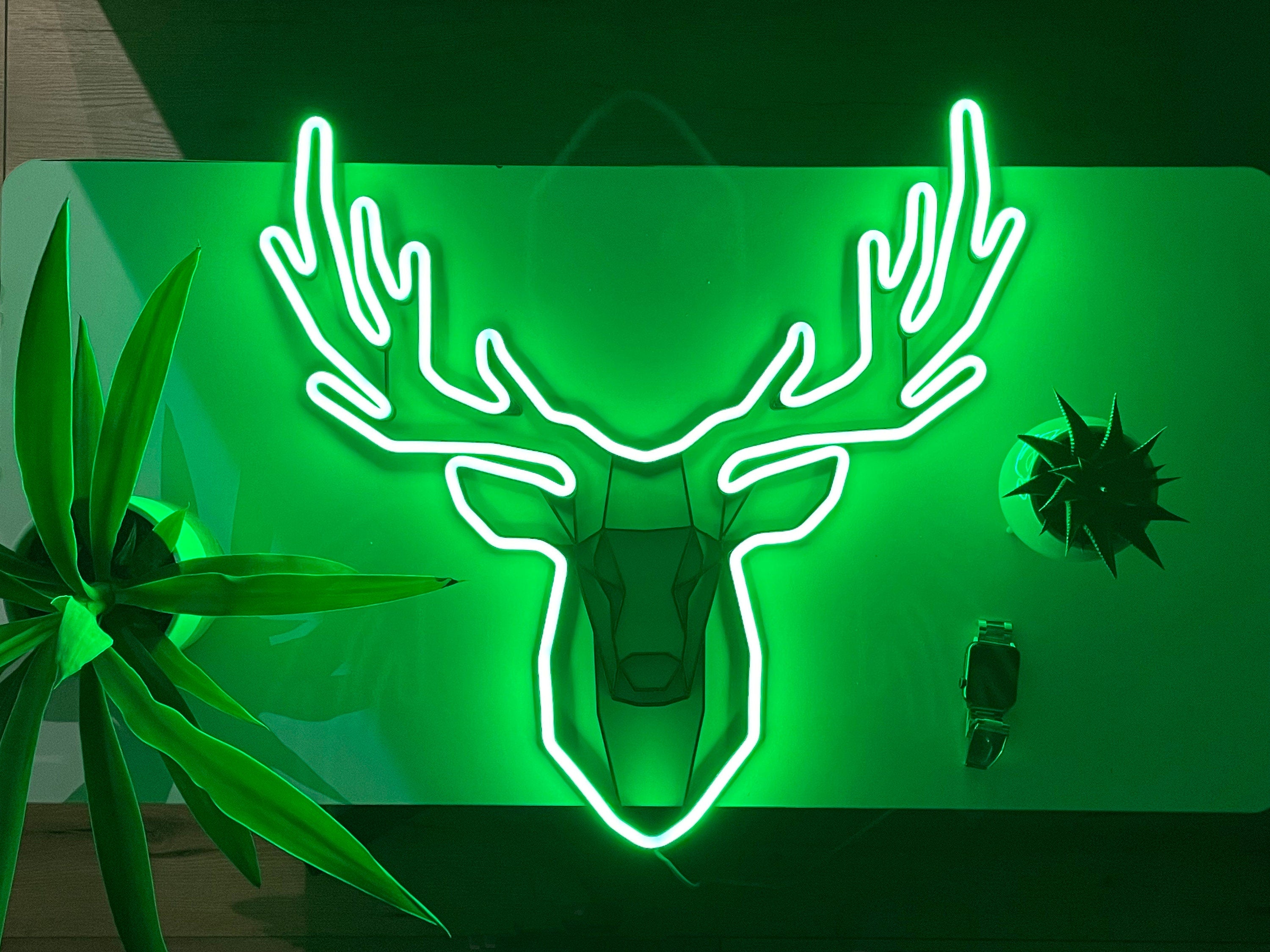 deer head Neon Sign Led deer hunting Art Light Sign Led Logo deer green Wall Decor Custom Neon Sign Party Room Decoration gift neon bedroom