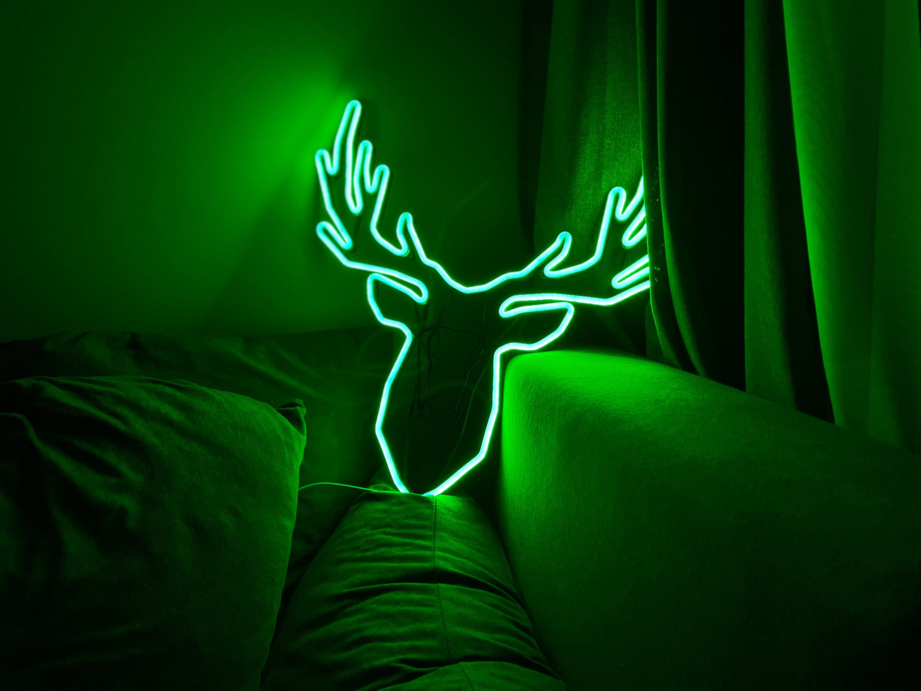deer head Neon Sign Led deer hunting Art Light Sign Led Logo deer green Wall Decor Custom Neon Sign Party Room Decoration gift neon bedroom