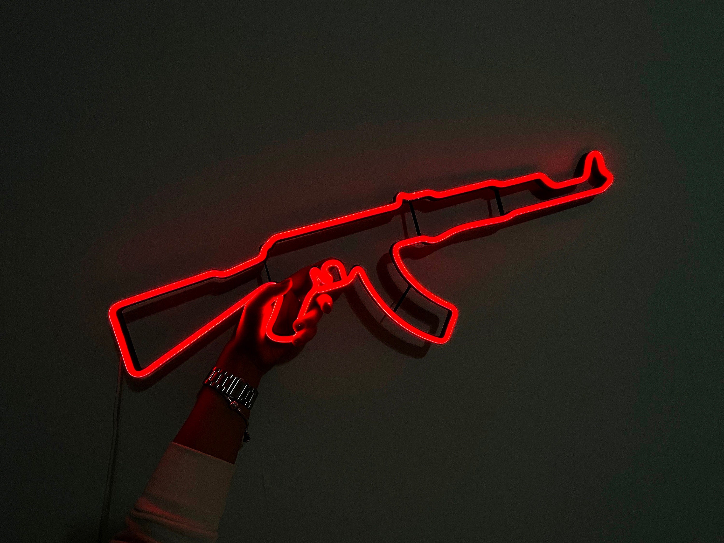 Gun Led Neon Signs AK 47 gift Pistol LED Neon Lights Gun Wall Art Décor Neon Custom Desk light CS go neon rifle neon sign ak47 wall art