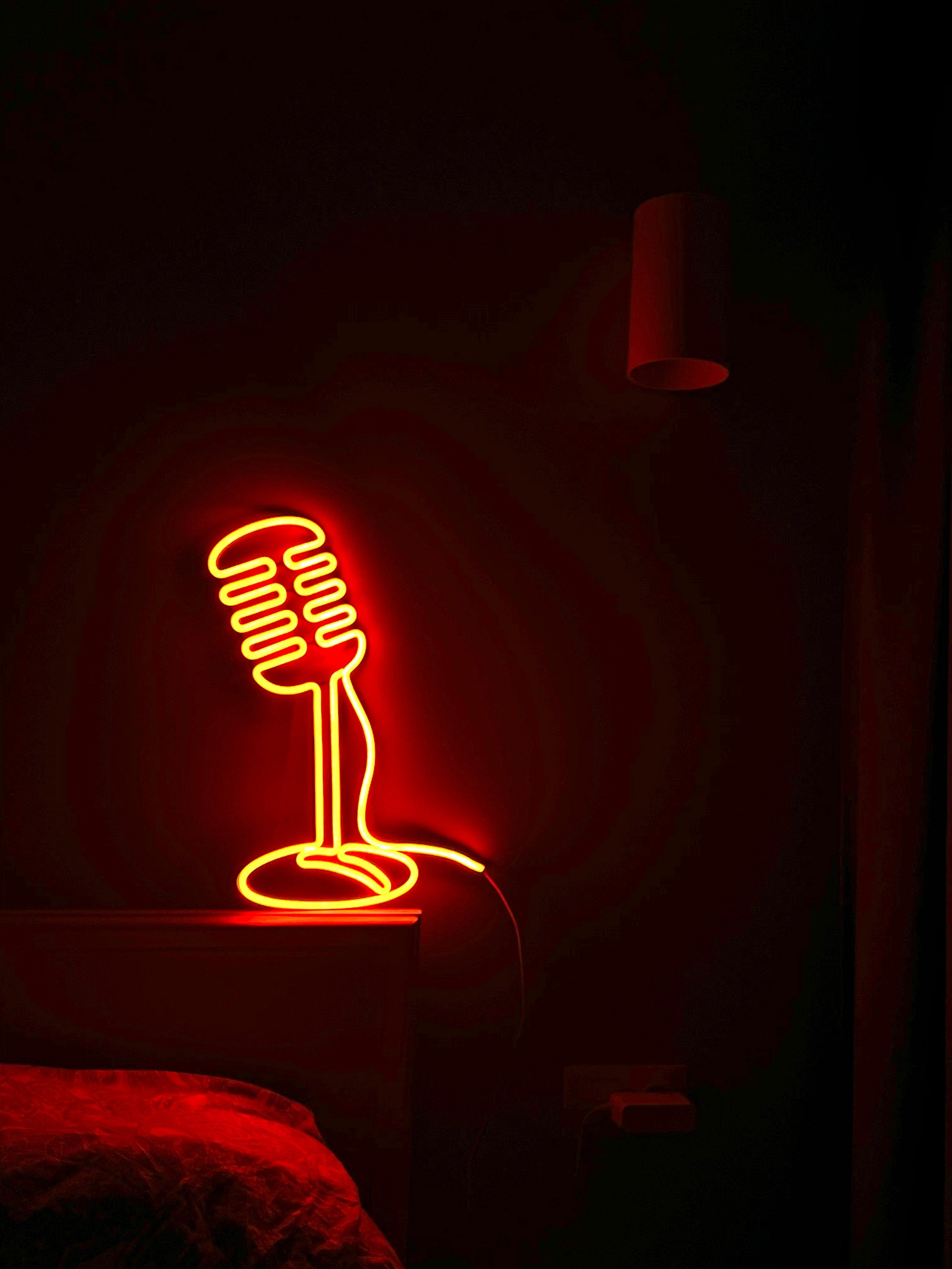 mic microphone art, music Neon Sign, microphone Art, music room decor, mic Wall Decor, music Led neon, music gift, mic gift