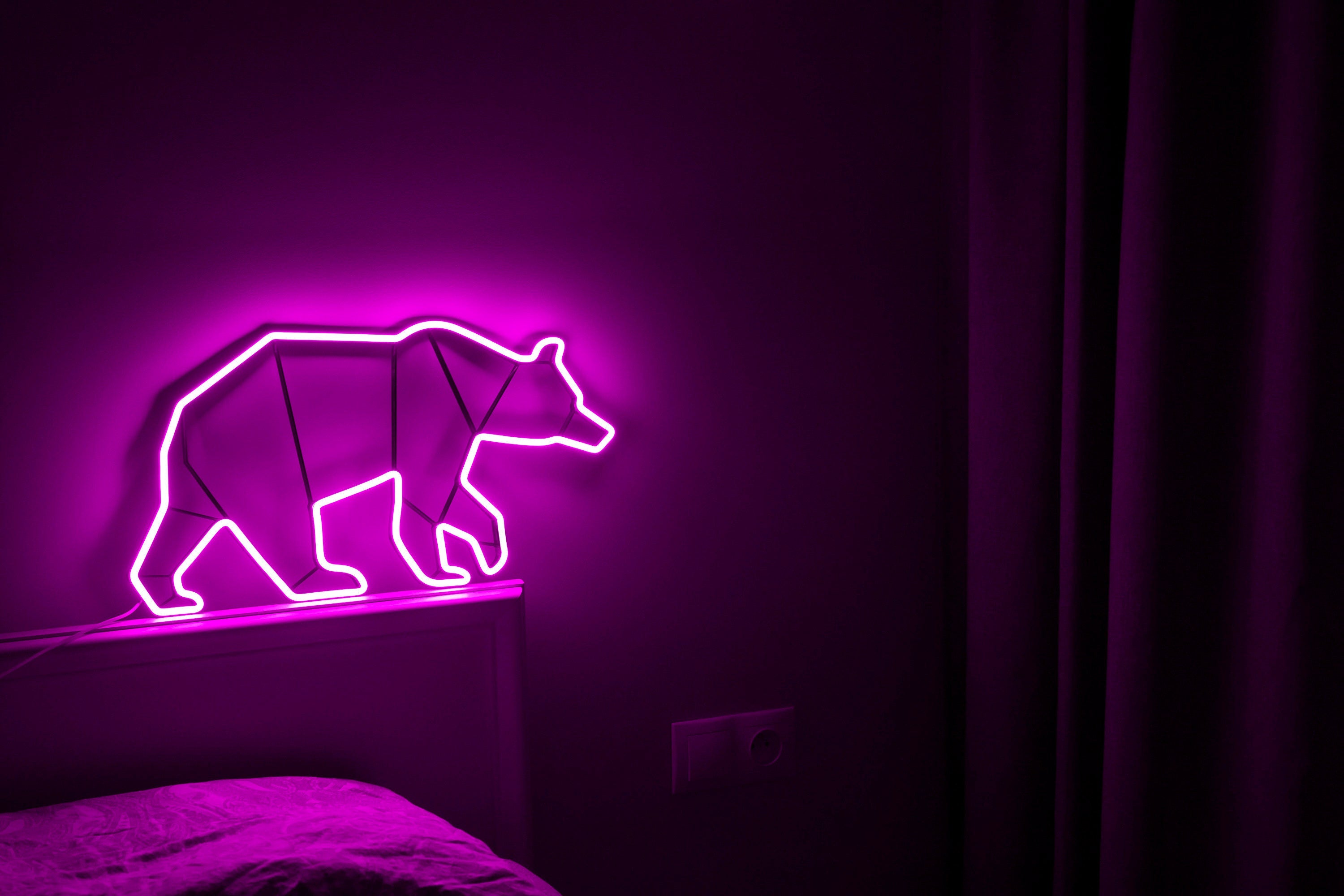 grizzly bear Neon Sign, bear wall art, Art Sign Led Logo, beer Wall Decor, Custom Neon Sign Party Room Decoration, bear gift