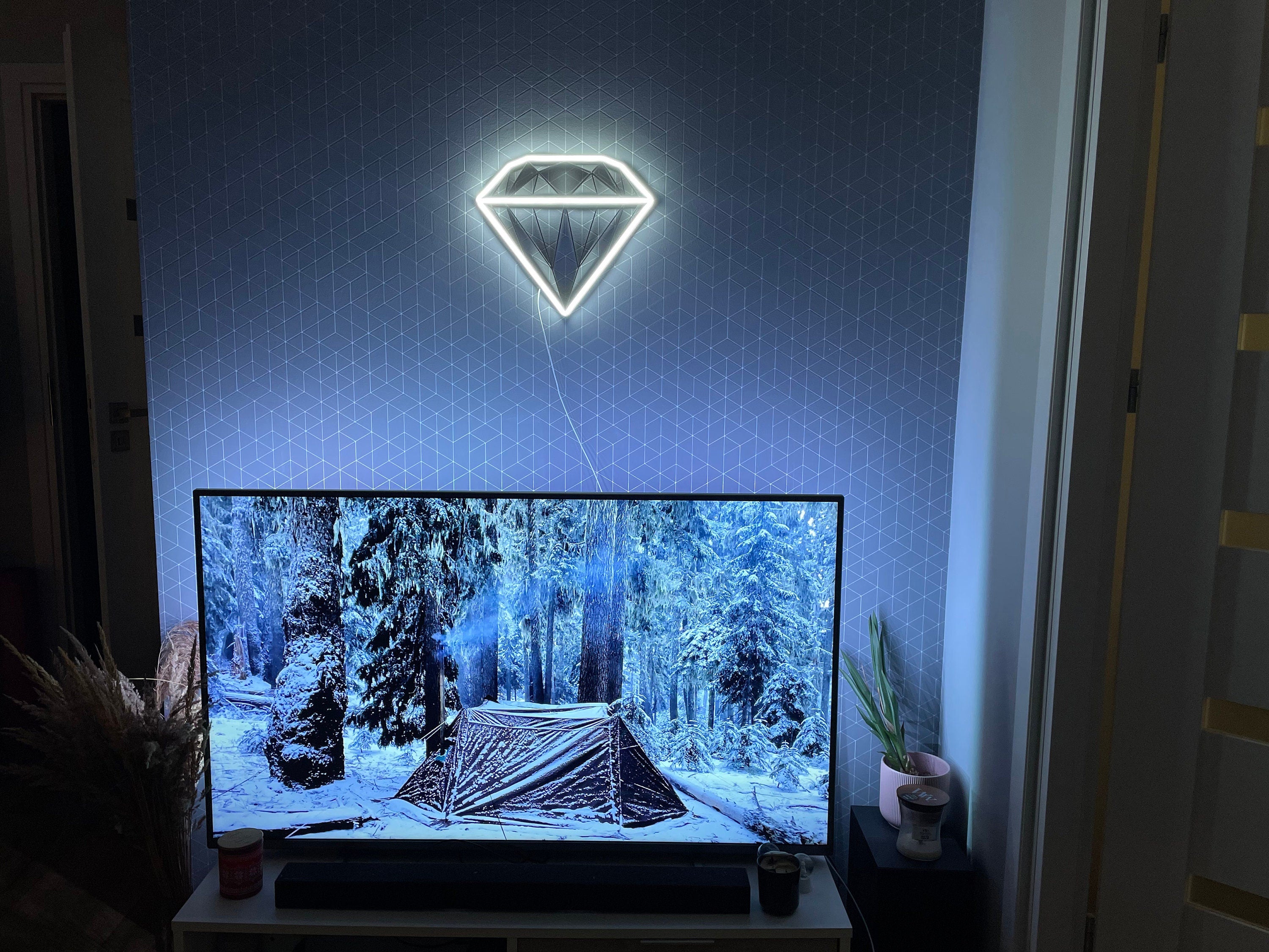 diamond wall art, led Neon Sign, Wall Decor, bedroom room decor, Custom Neon Sign home decor, geometric wall art, home decor modern