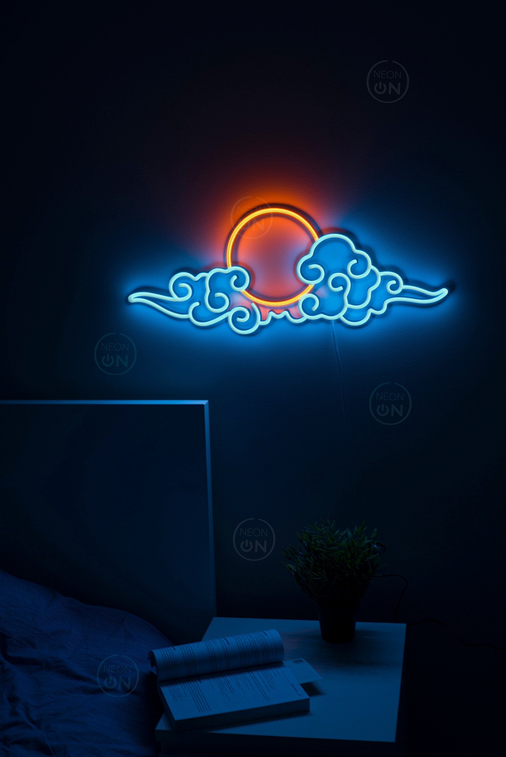 anime cloud sunset Neon Sign decor, Neon anime Sign, Wall Art, asian Decor, Neon Light, neon Sign, Anime Art, Manga Art, anime wall art
