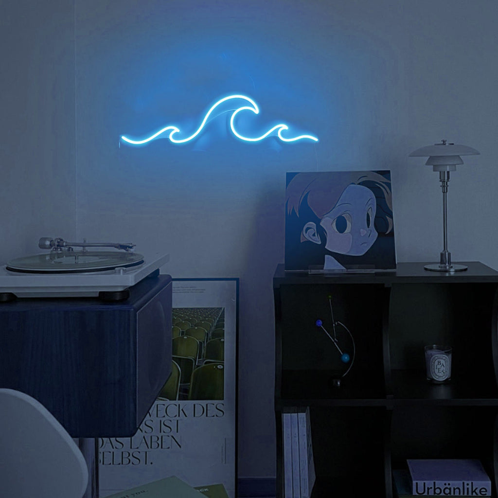 neon sign bedroom, wave neon sign