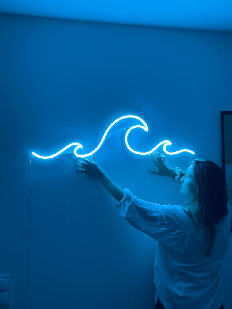 neon sign bedroom, wave neon sign