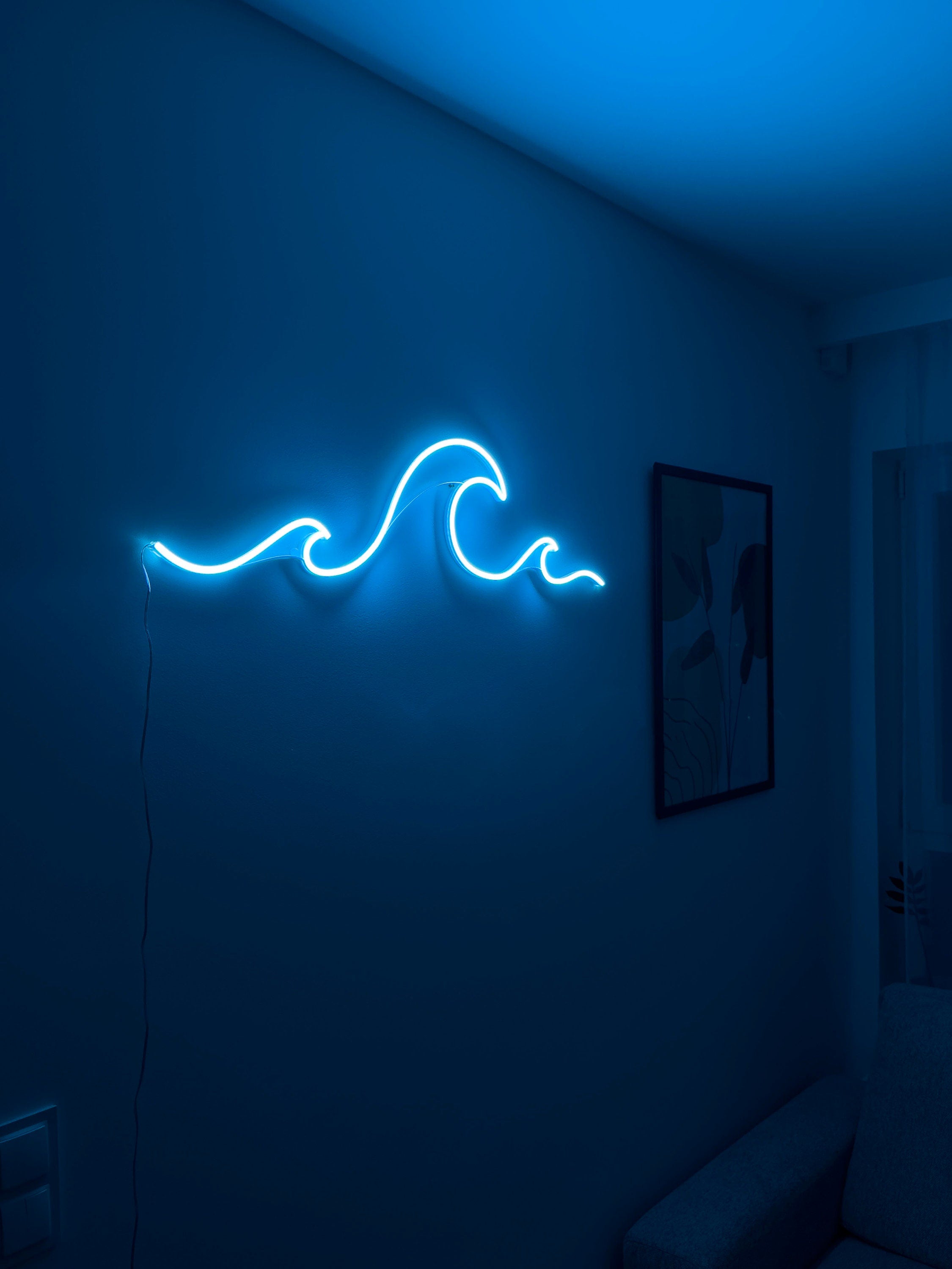 neon sign bedroom, wave neon sign