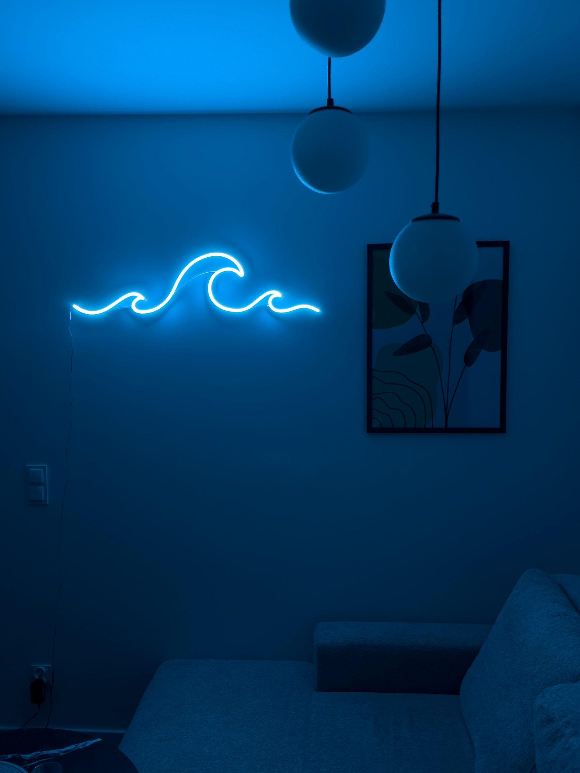 neon sign bedroom, wave neon sign