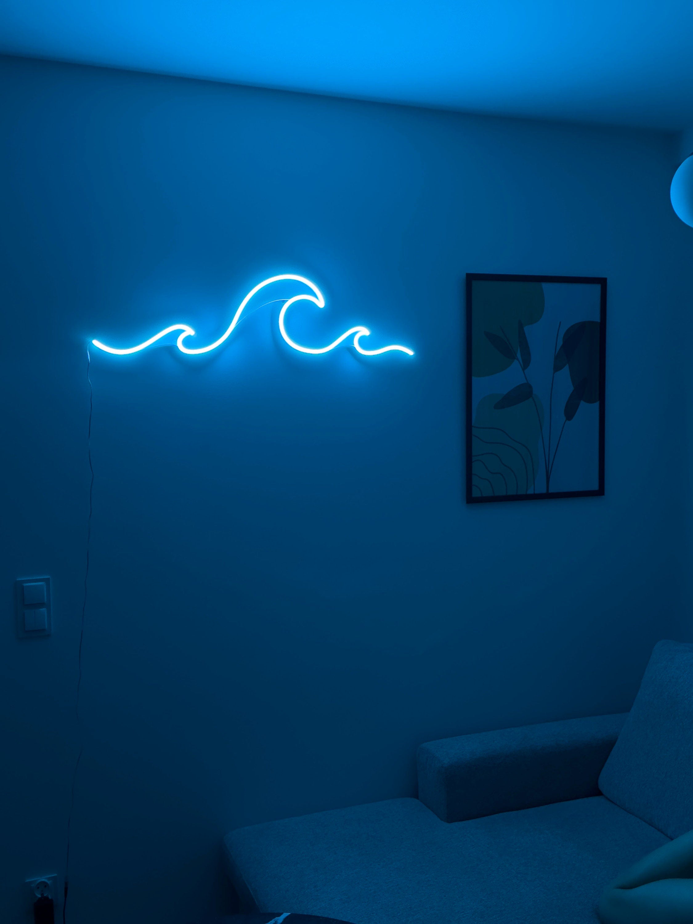 neon sign bedroom, wave neon sign