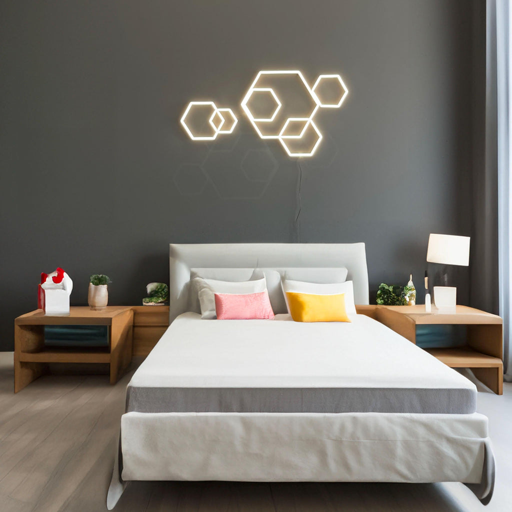 honeycomb Wall neon - Modern Artistic neon led Wall Sconce | Handmade honeycomb Lighting Fixture for Living Room, Bedroom, or Office Decor